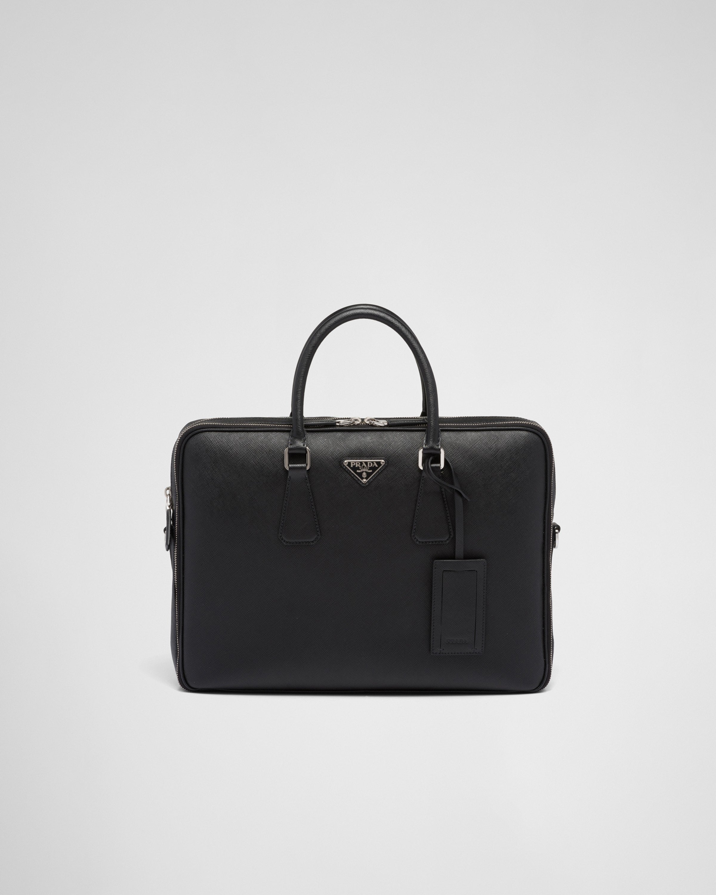 Saffiano leather briefcase Black