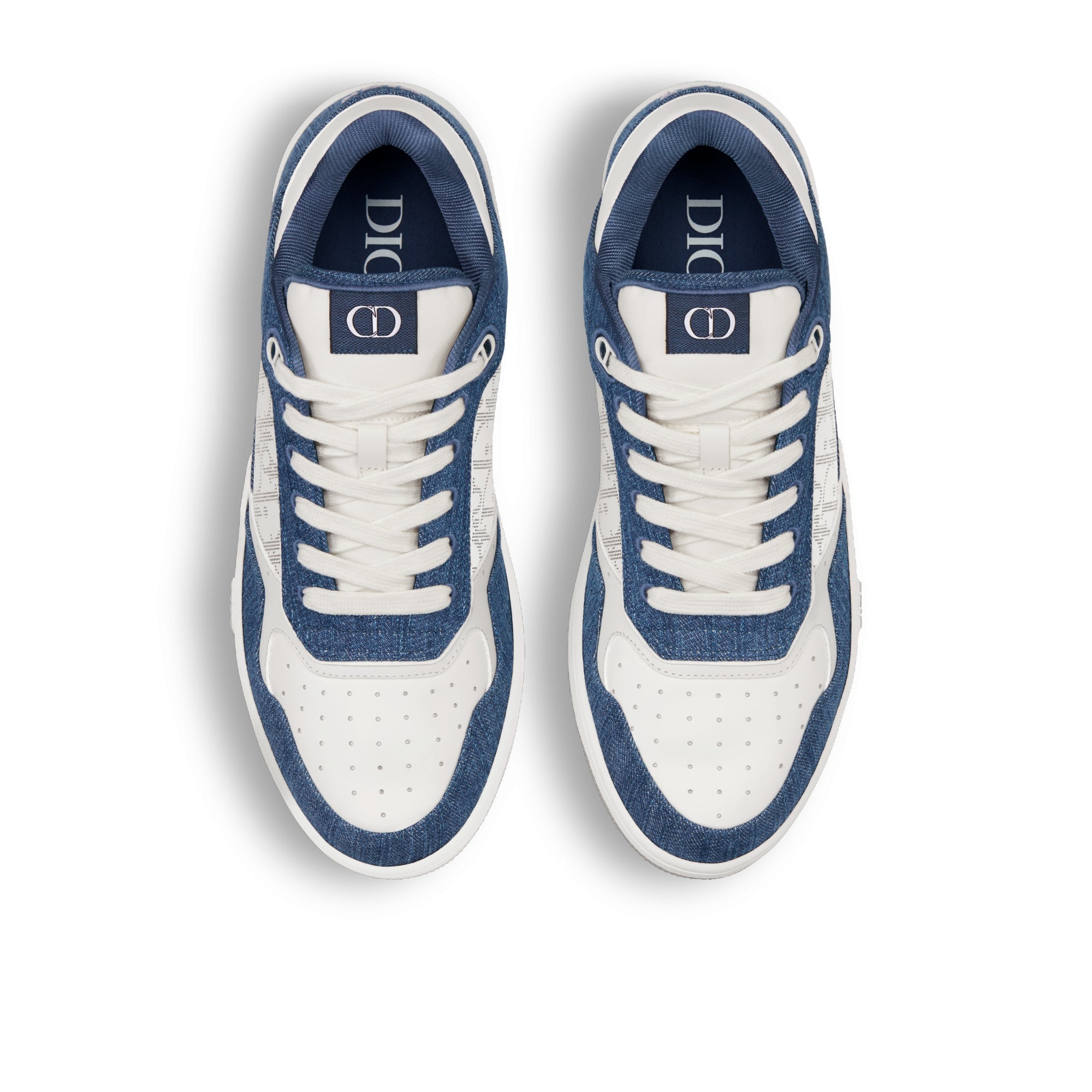 B27 Low-Top Sneaker - White Smooth Calfskin, Blue Denim and White Dior Oblique Galaxy Leather