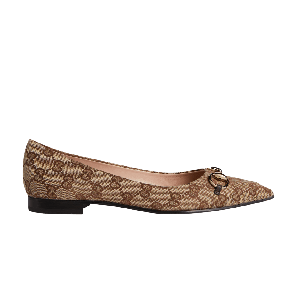 Gucci Wmns Slingback Ballet Flat 'GG Canvas - Beige Ebony'