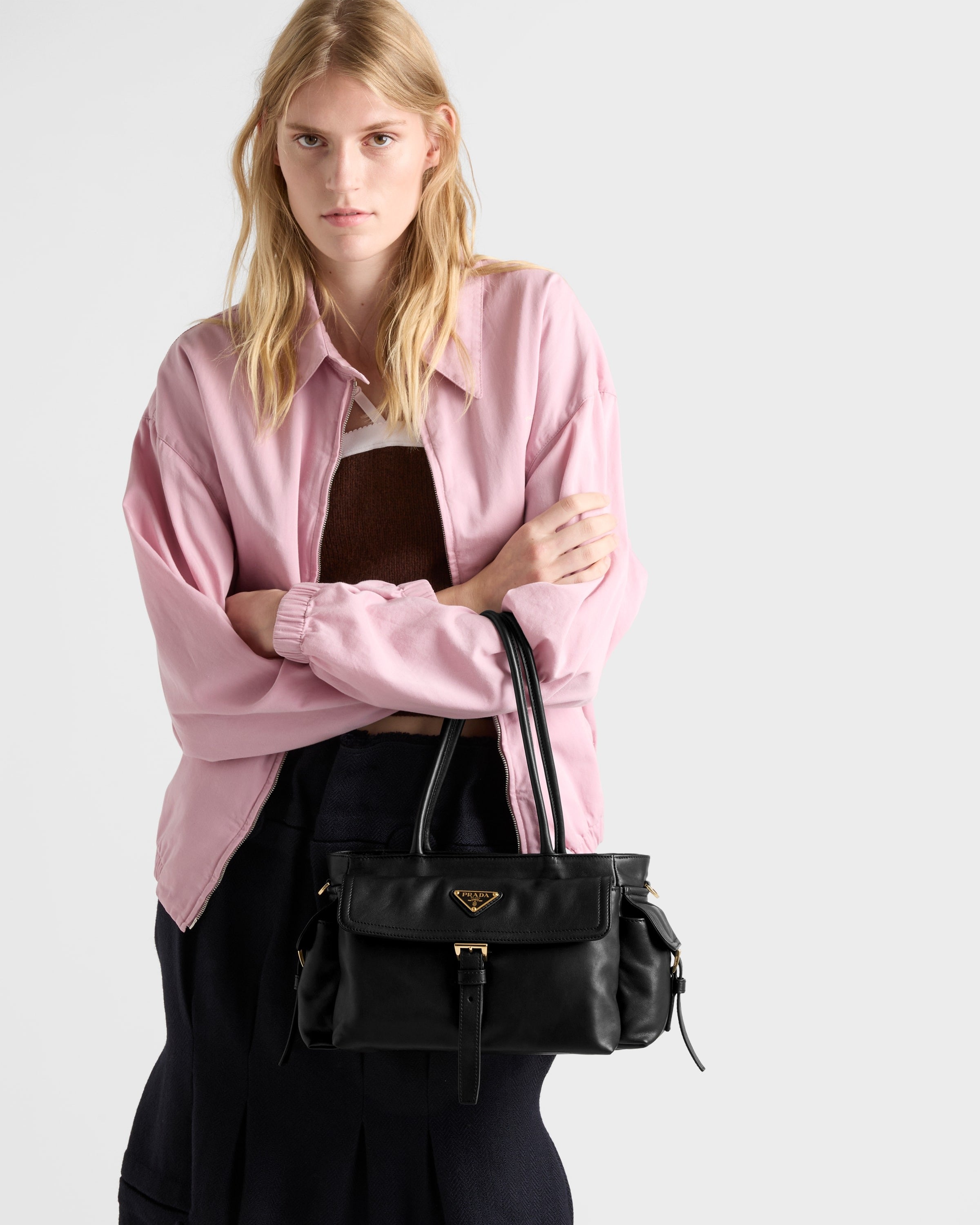 Medium Prada Explore nappa leather tote bag Black