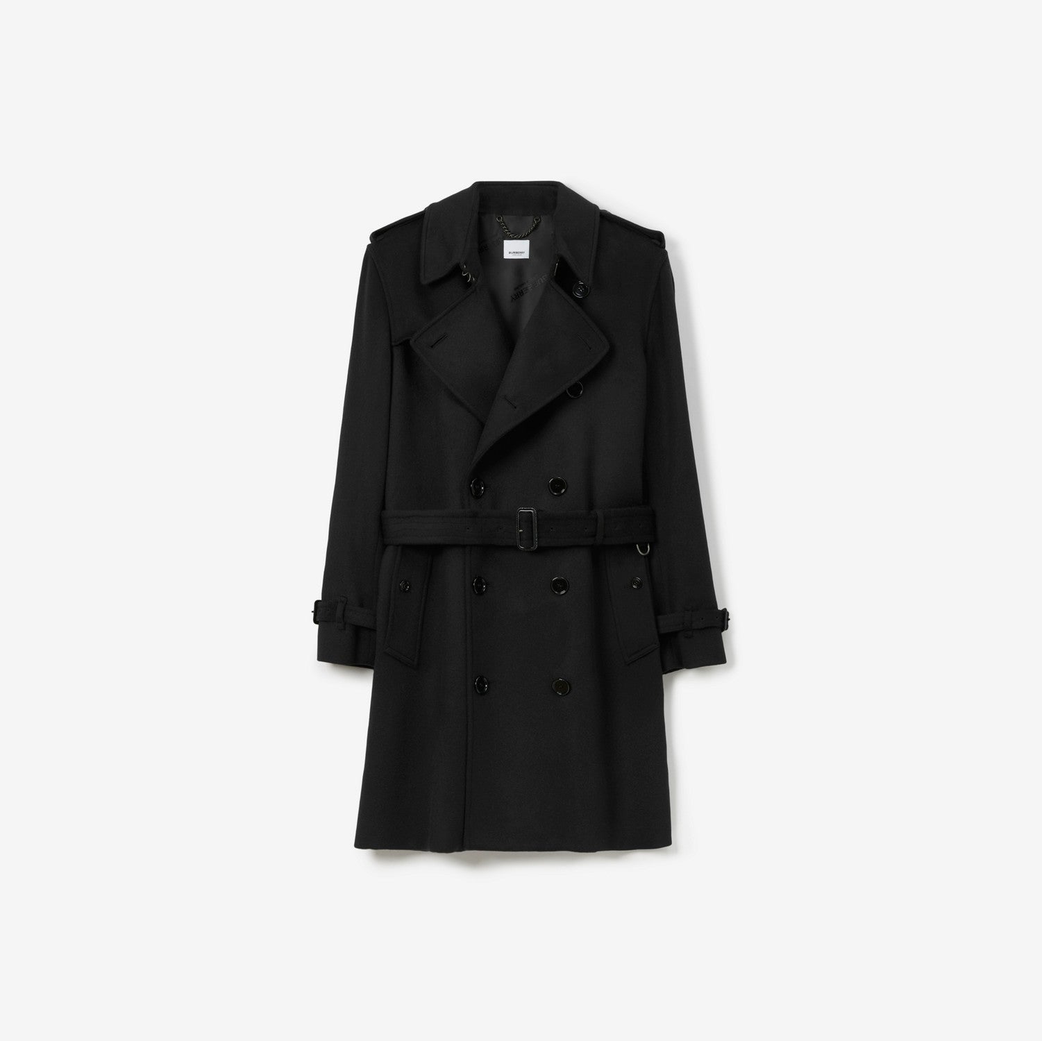 Mid-length Cashmere Blend Kensington Trench Coat - Black