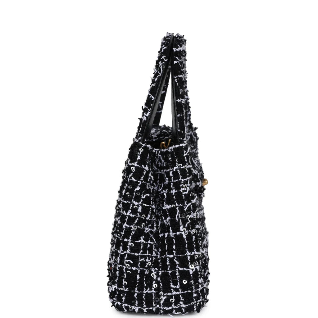 Chanel Mini Kelly Bag Black Sequin Tweed