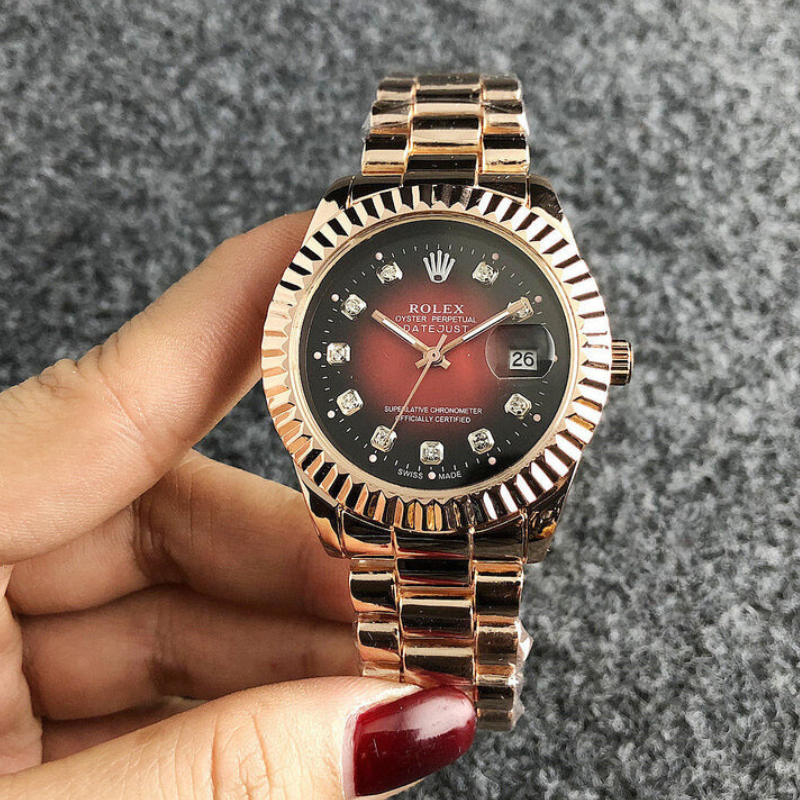 Rolex Datejust 36mm Red Dial Golden Bracelet