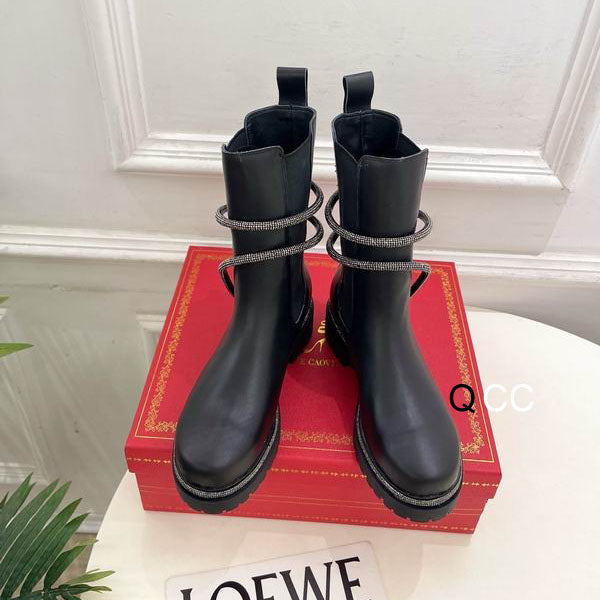 Rene Caovilla Cleo Combat Black Biker Boots