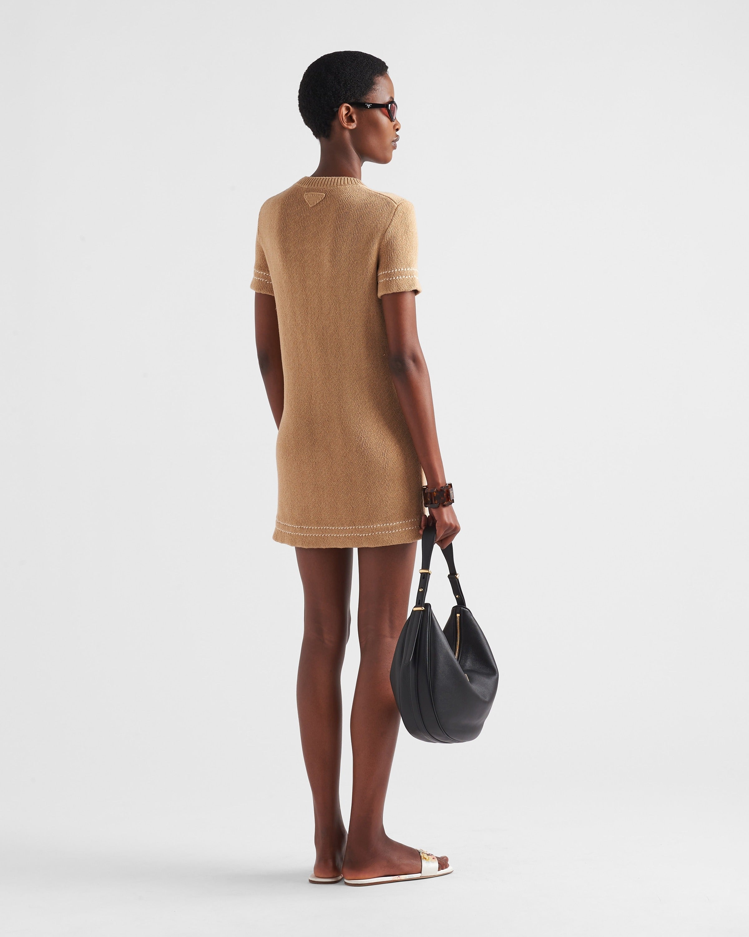 Cotton crew-neck dress Albino White