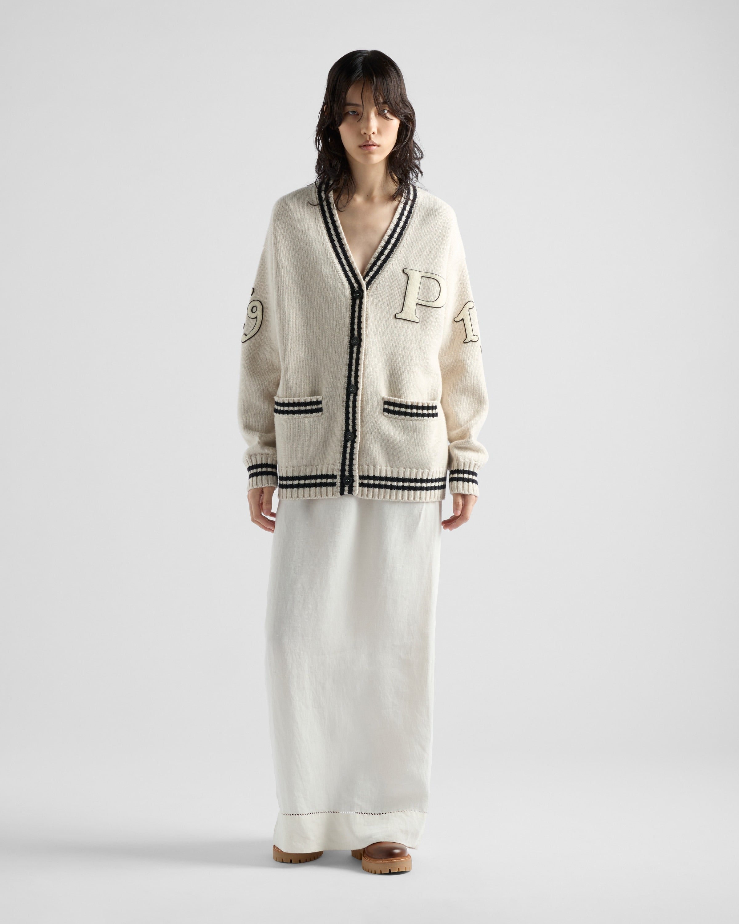 Wool and cashmere cardigan Ivory