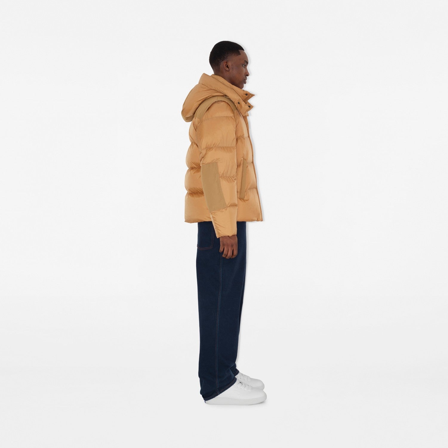 Detachable Sleeve Nylon Puffer Jacket - Warm honey