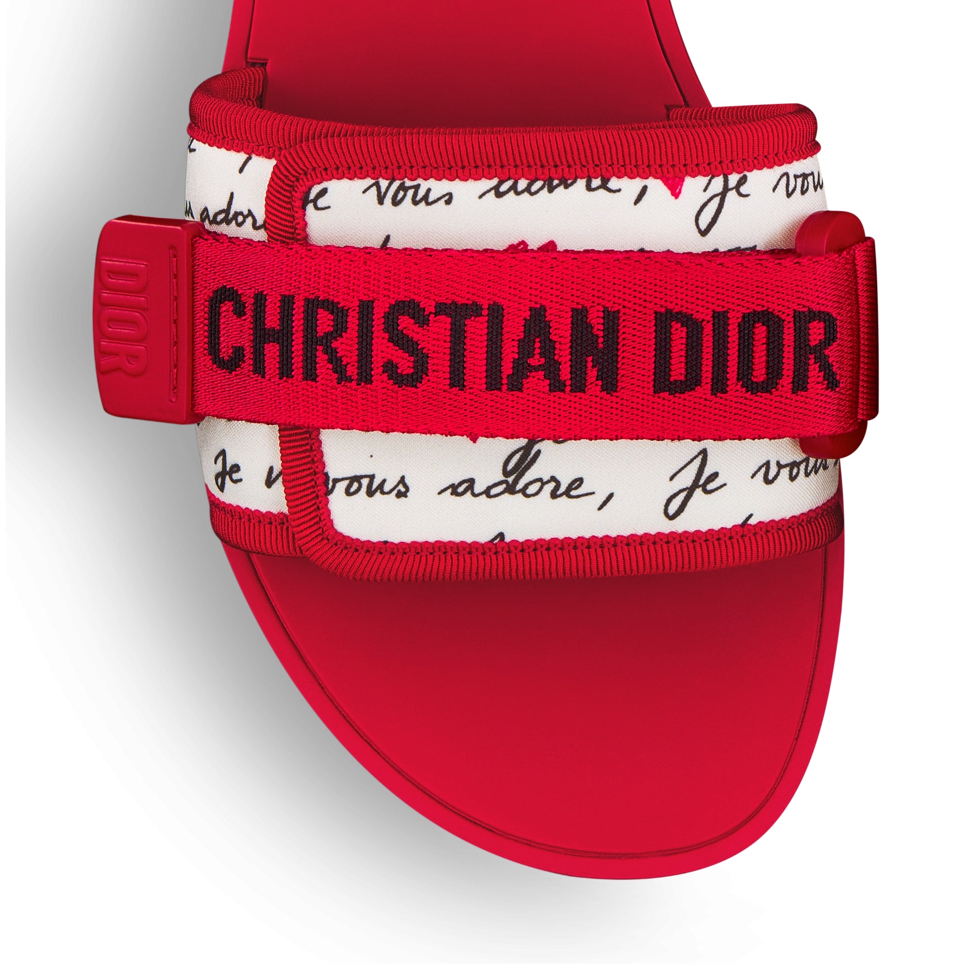 Dioramour Dio(r)evolution Slide - White Technical Fabric with Black and Red Je Vous Adore Motif