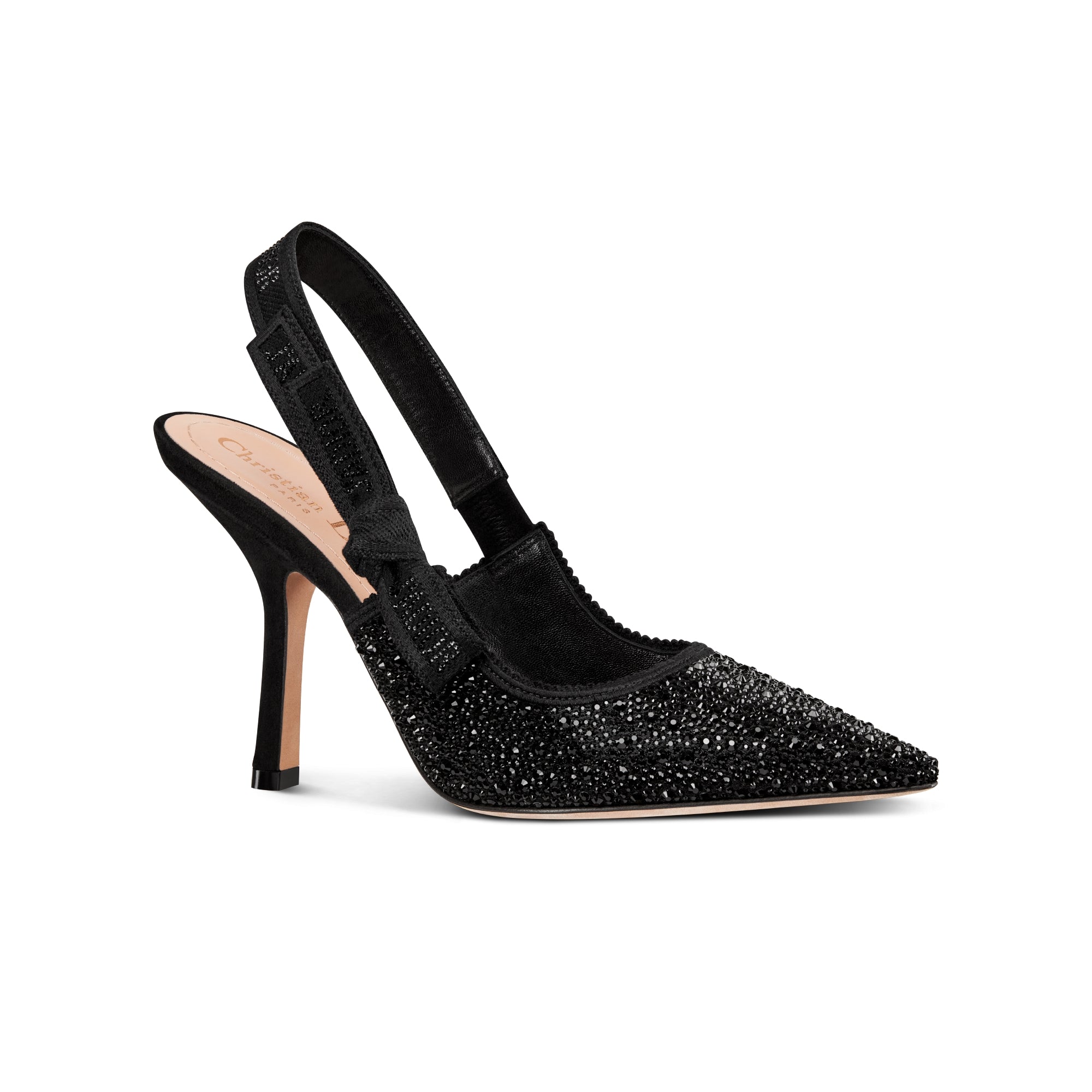 J'Adior Slingback Pump - Black Technical Fabric and Strass