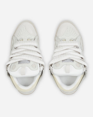 LEATHER CURB SNEAKERS - WHITE