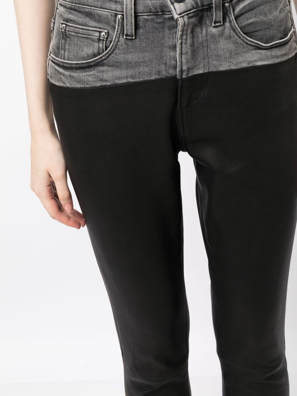 Leather-panelled skinny jeans