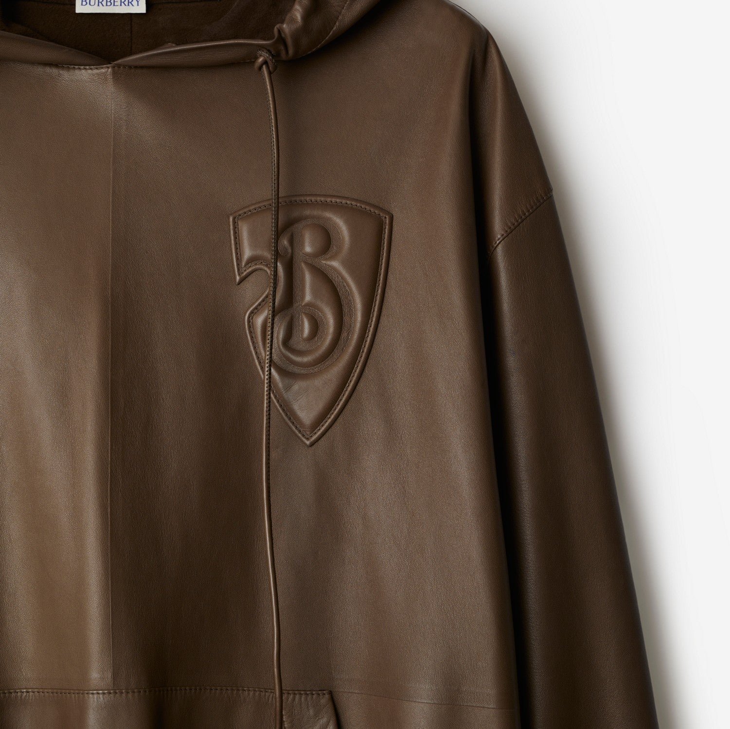 B Shield Leather Hoodie - Bramble