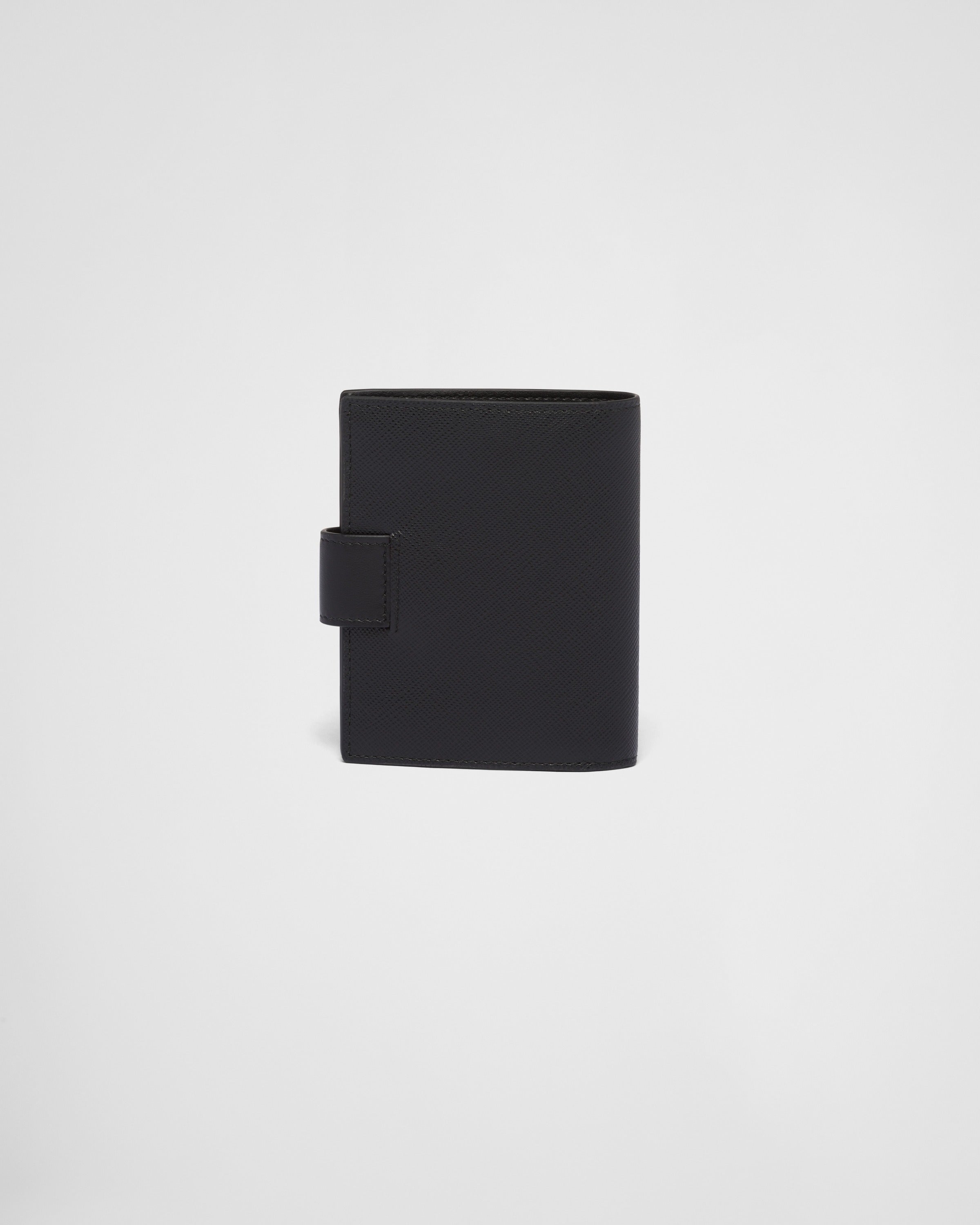 Small Saffiano and smooth leather wallet Black