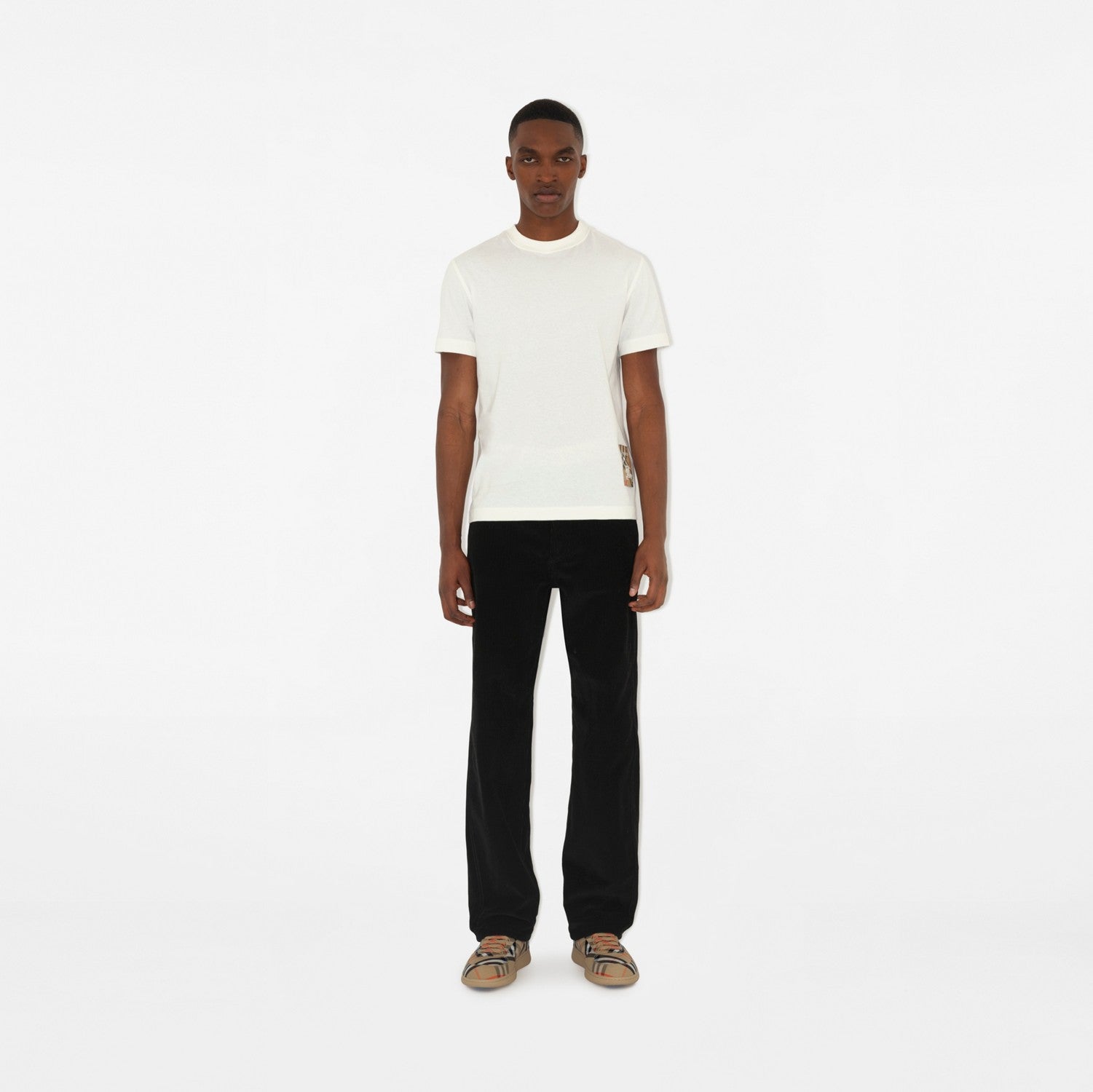 Check Label Cotton T-shirt - Chalk