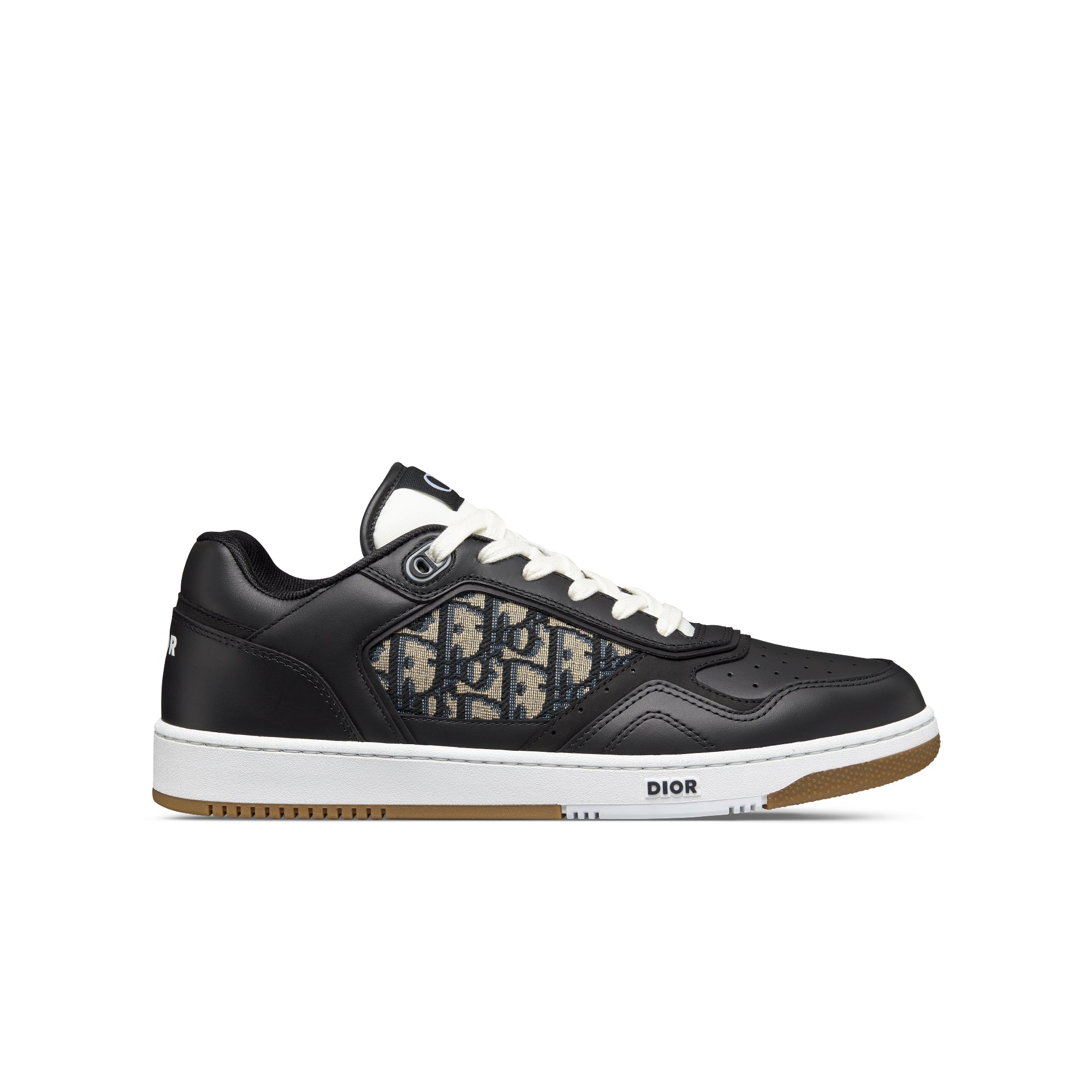 B27 Low-Top Sneaker - Black Smooth Calfskin with Beige and Black Dior Oblique Jacquard