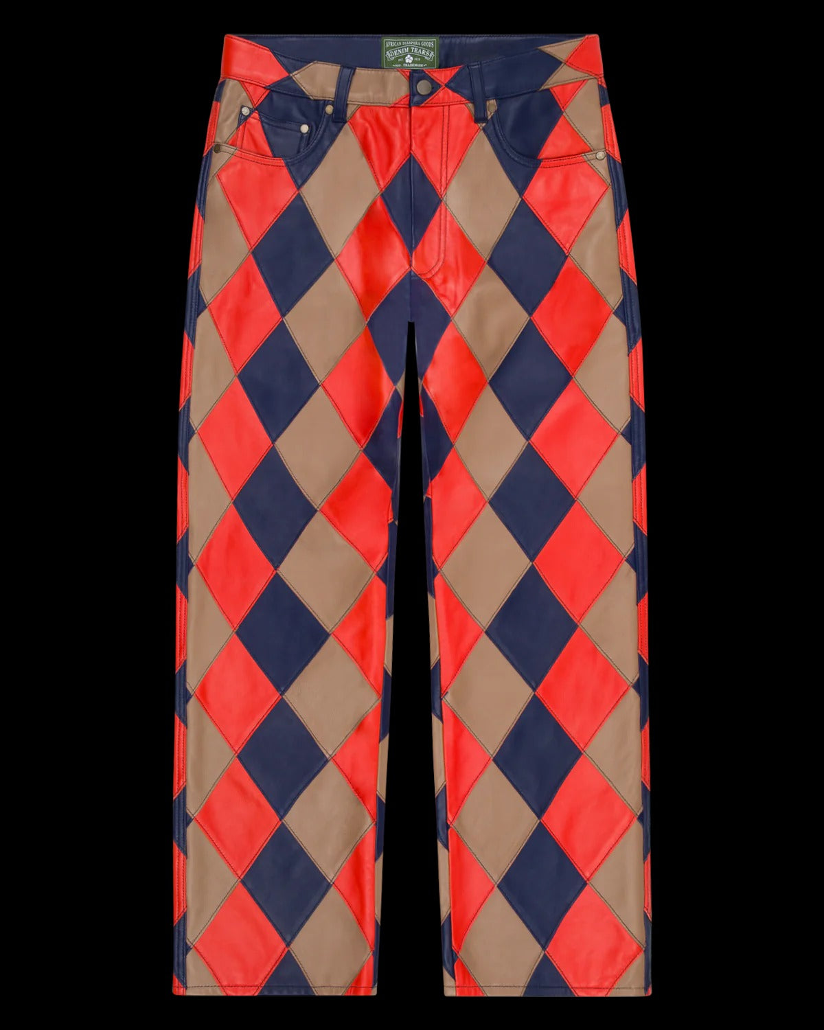 Lamb Leather Jacquard Patchwork Pant