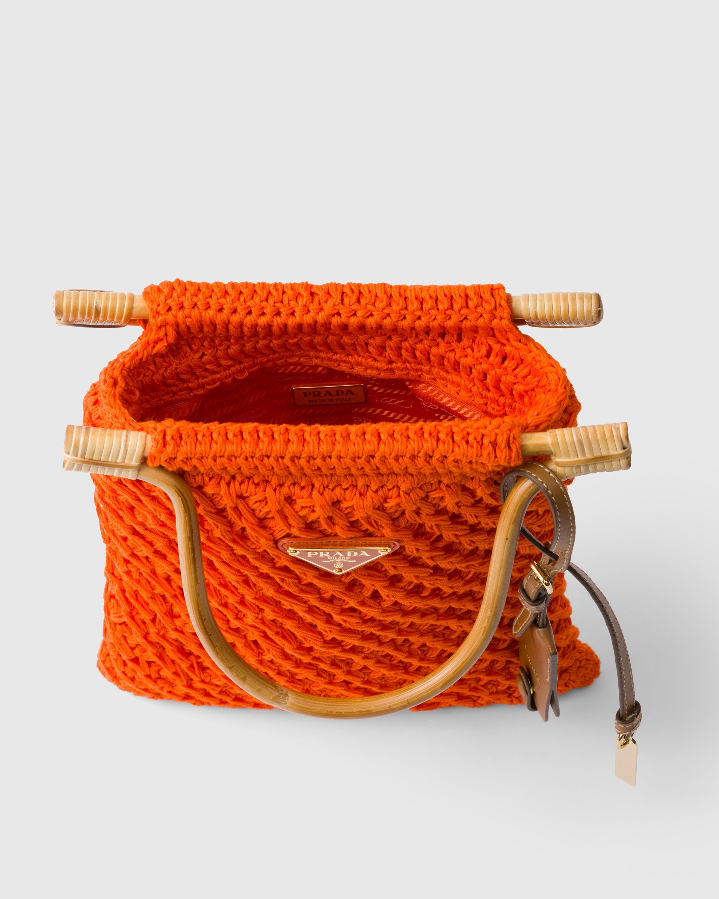 Cotton crochet mini-handbag Orange