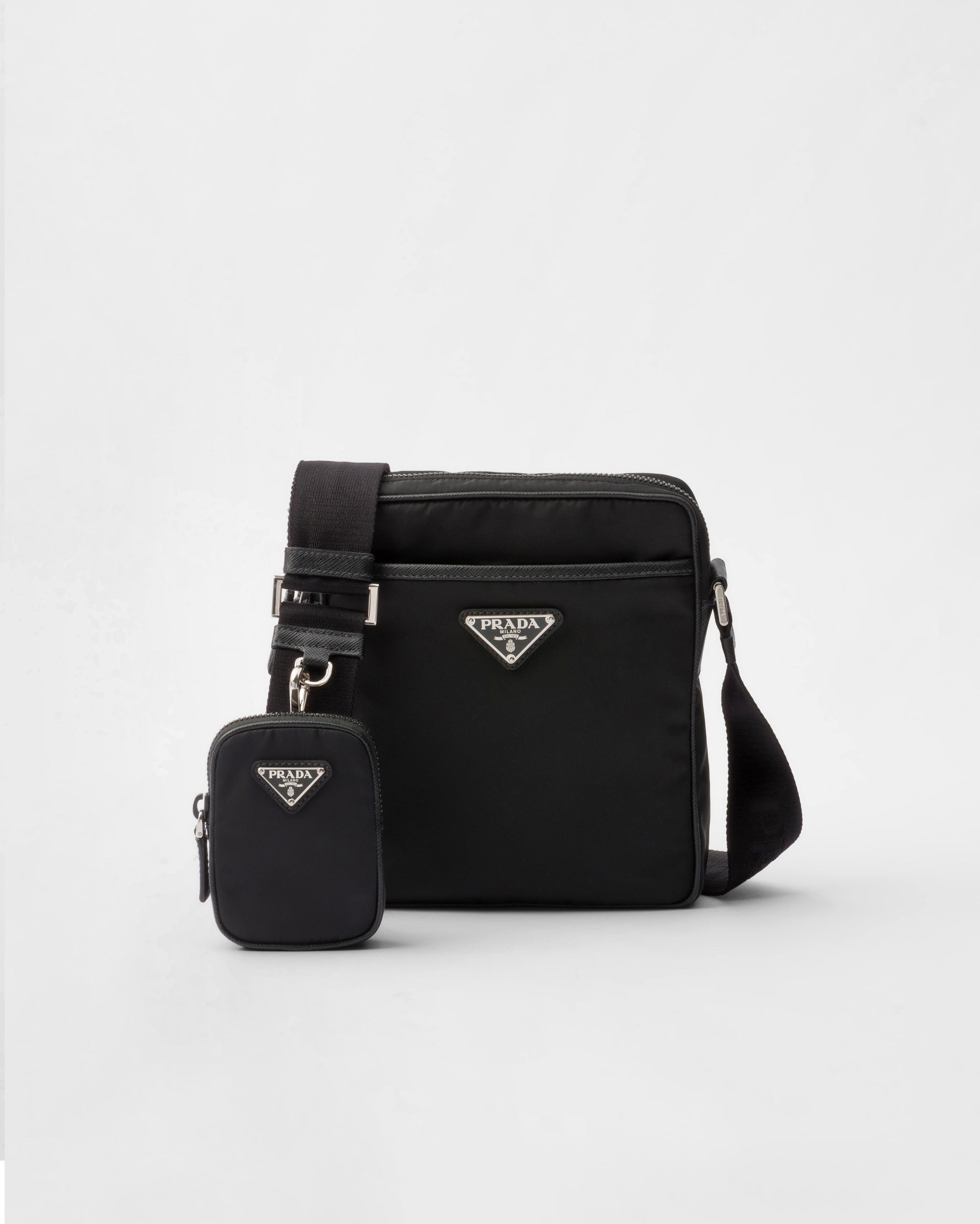 Re-Nylon and Saffiano shoulder bag Black
