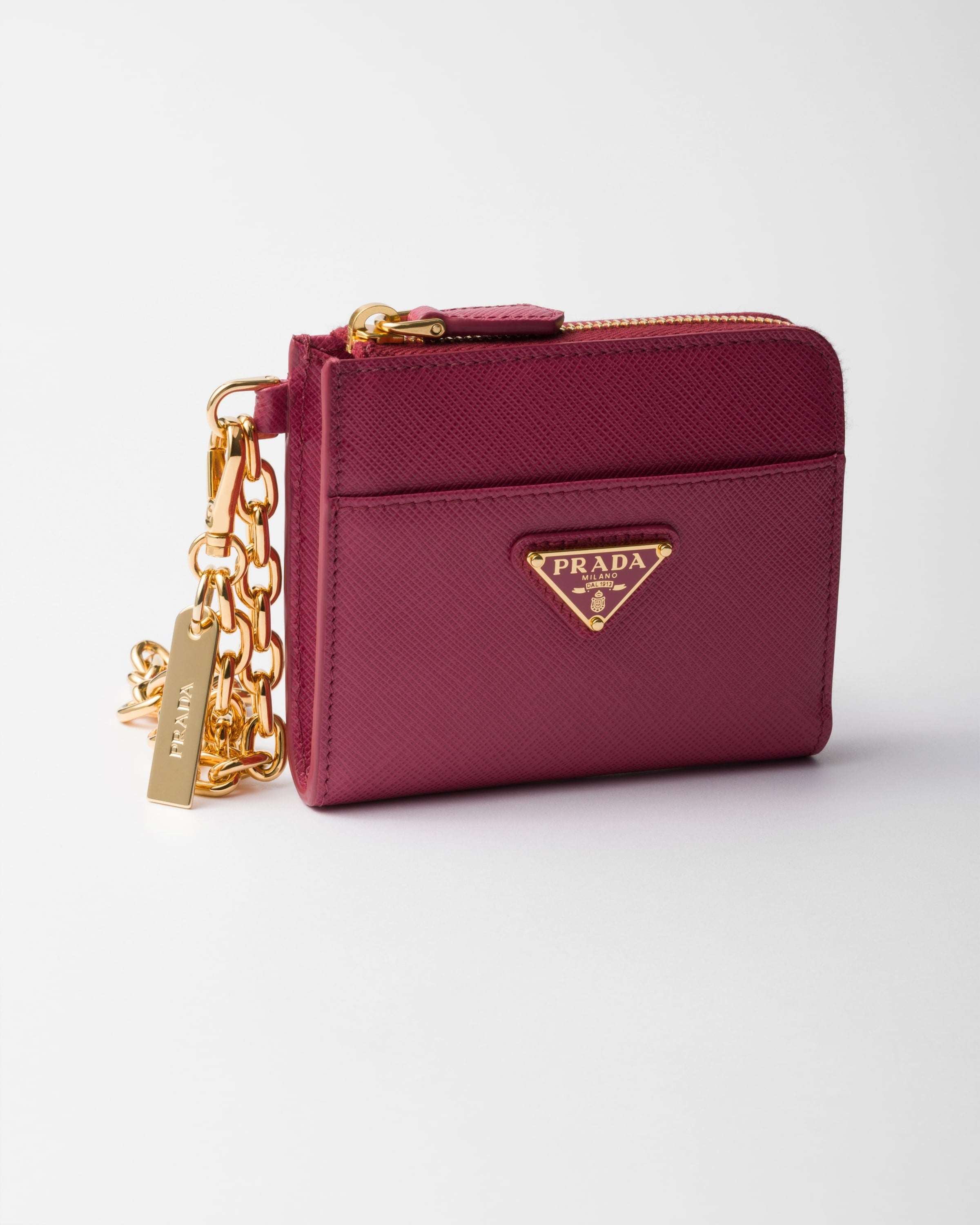 Small Saffiano leather zipper wallet Bruyere Pink
