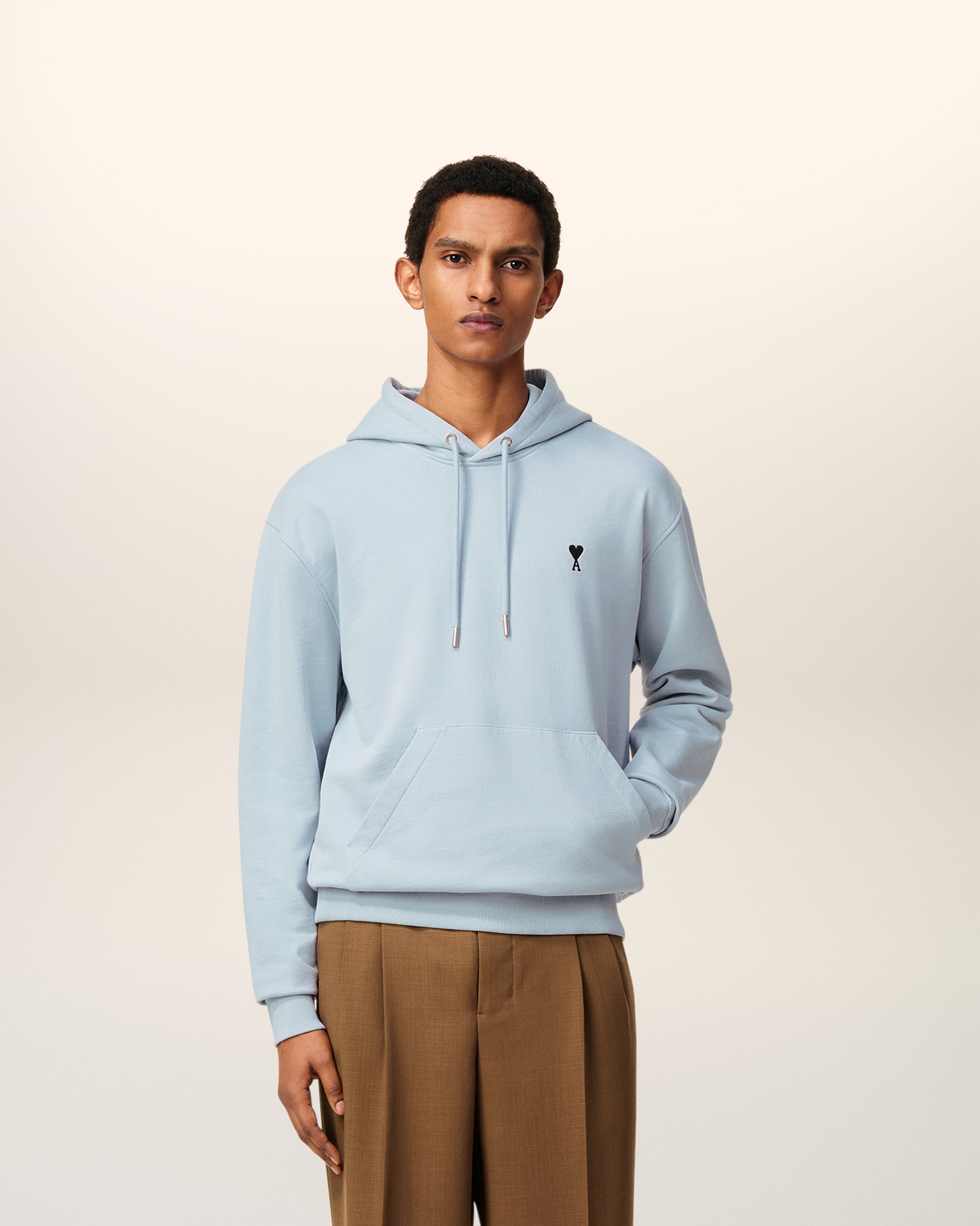 Blue Cotton Contrasted Ami De Coeur Hoodie SKY