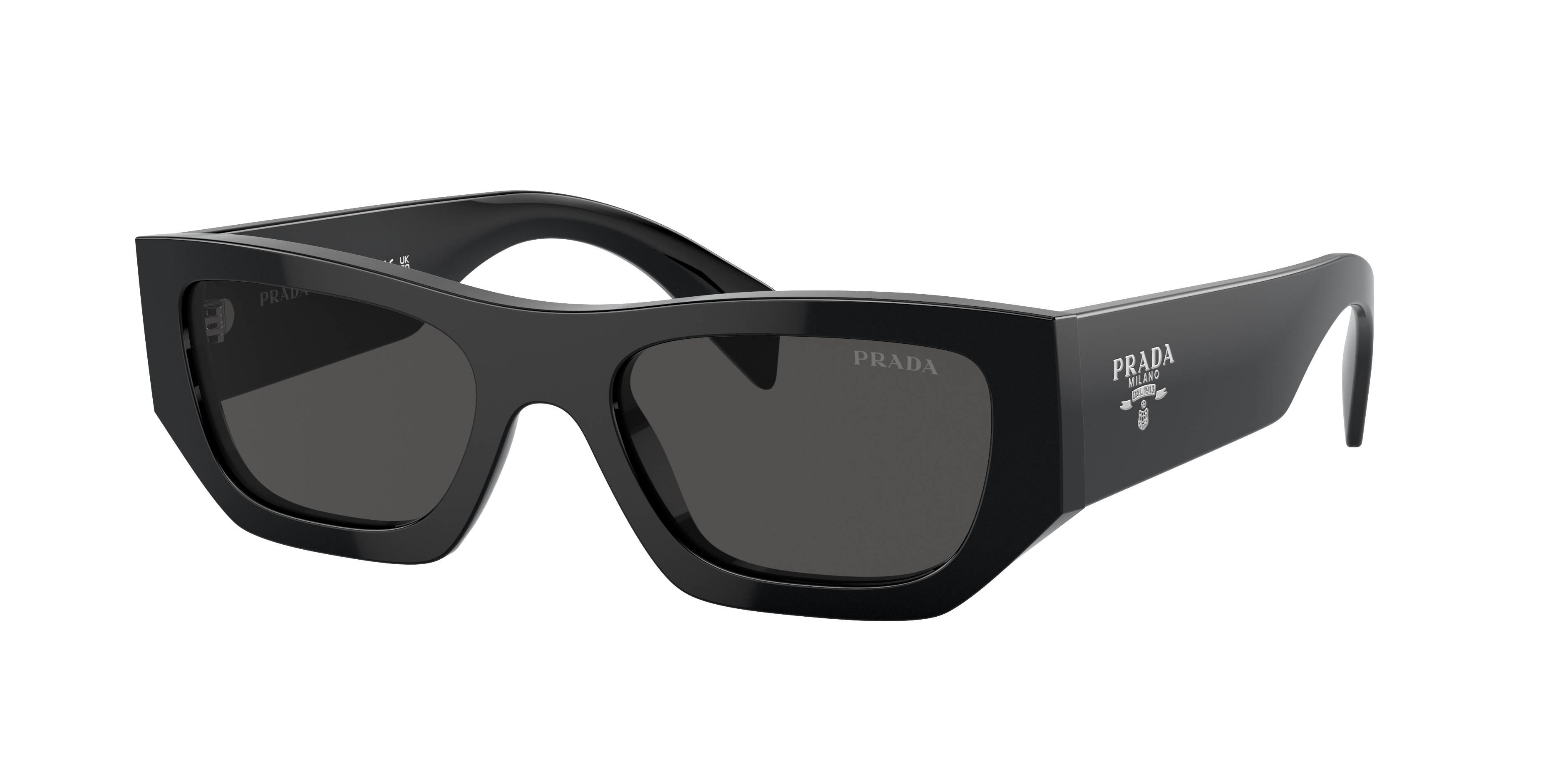 PRADA PR A01SF Black - Unisex Luxury Sunglasses, Dark Grey Lens