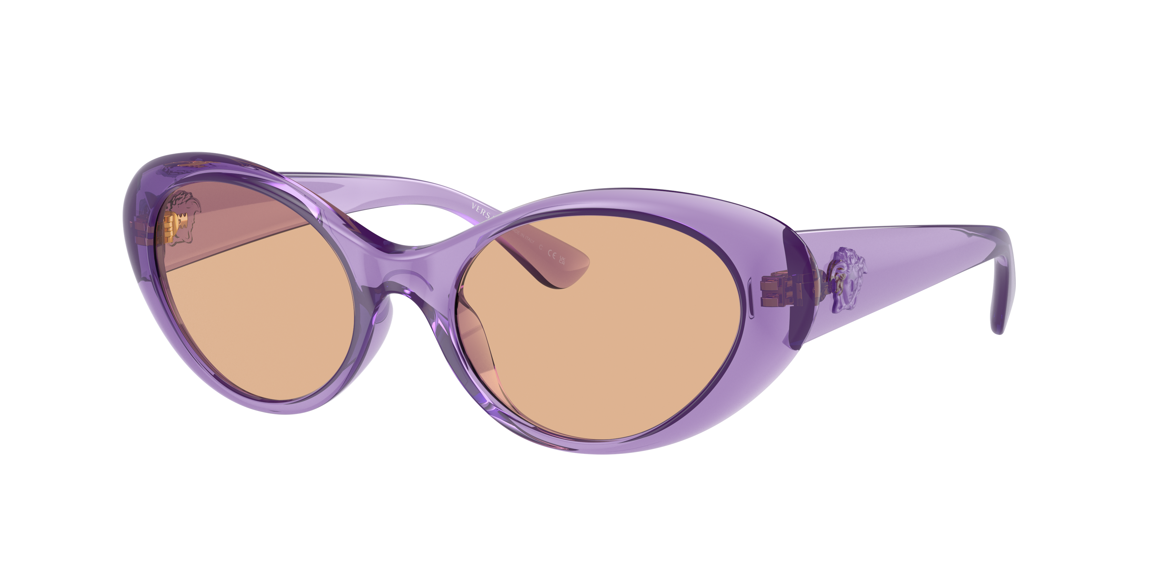 VERSACE VE4455U Purple Transparent - Women Luxury Sunglasses, Dark Brown Lens