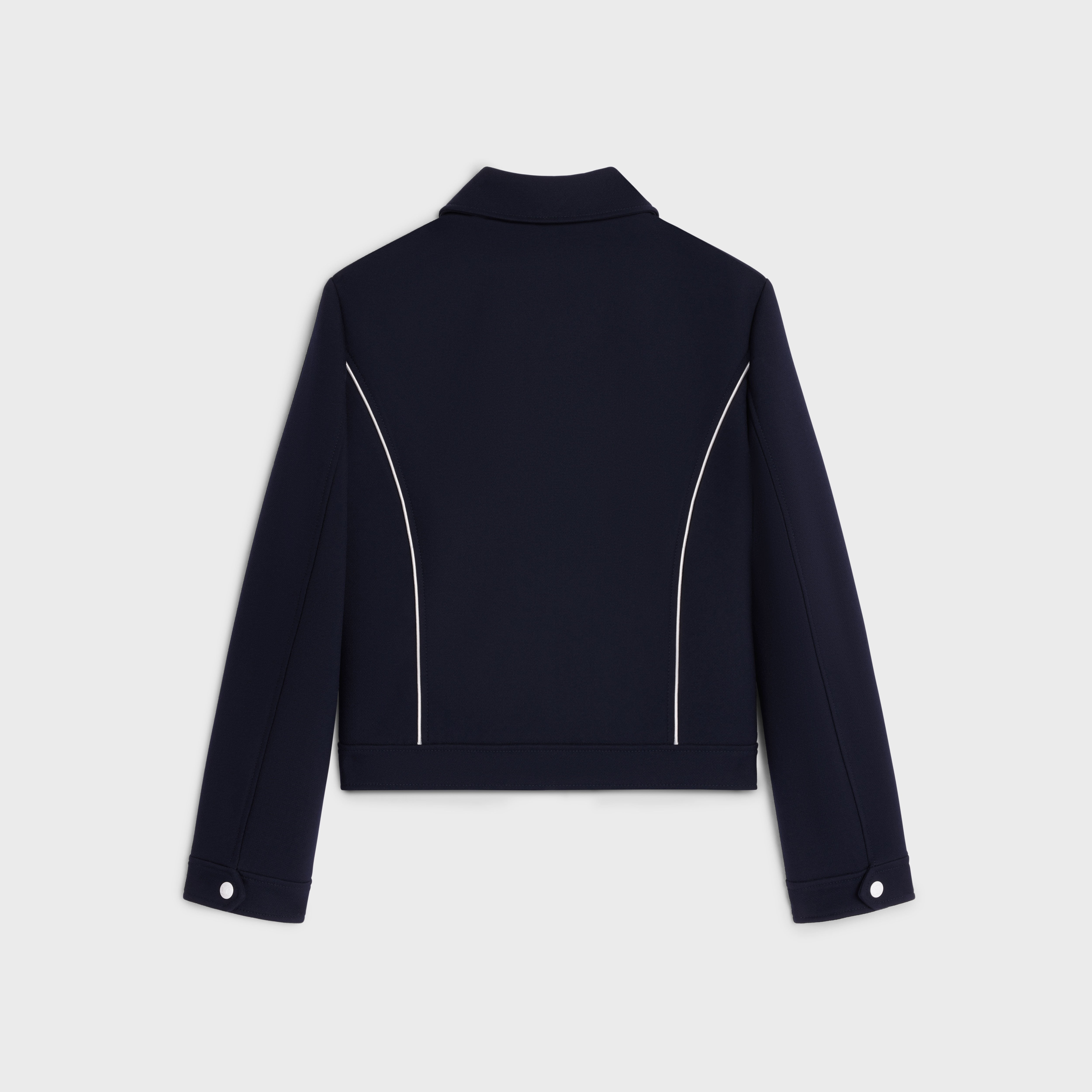 CHELSEA BLOUSON JACKET IN GAUFFERED DOUBLE WOOL - NAVY