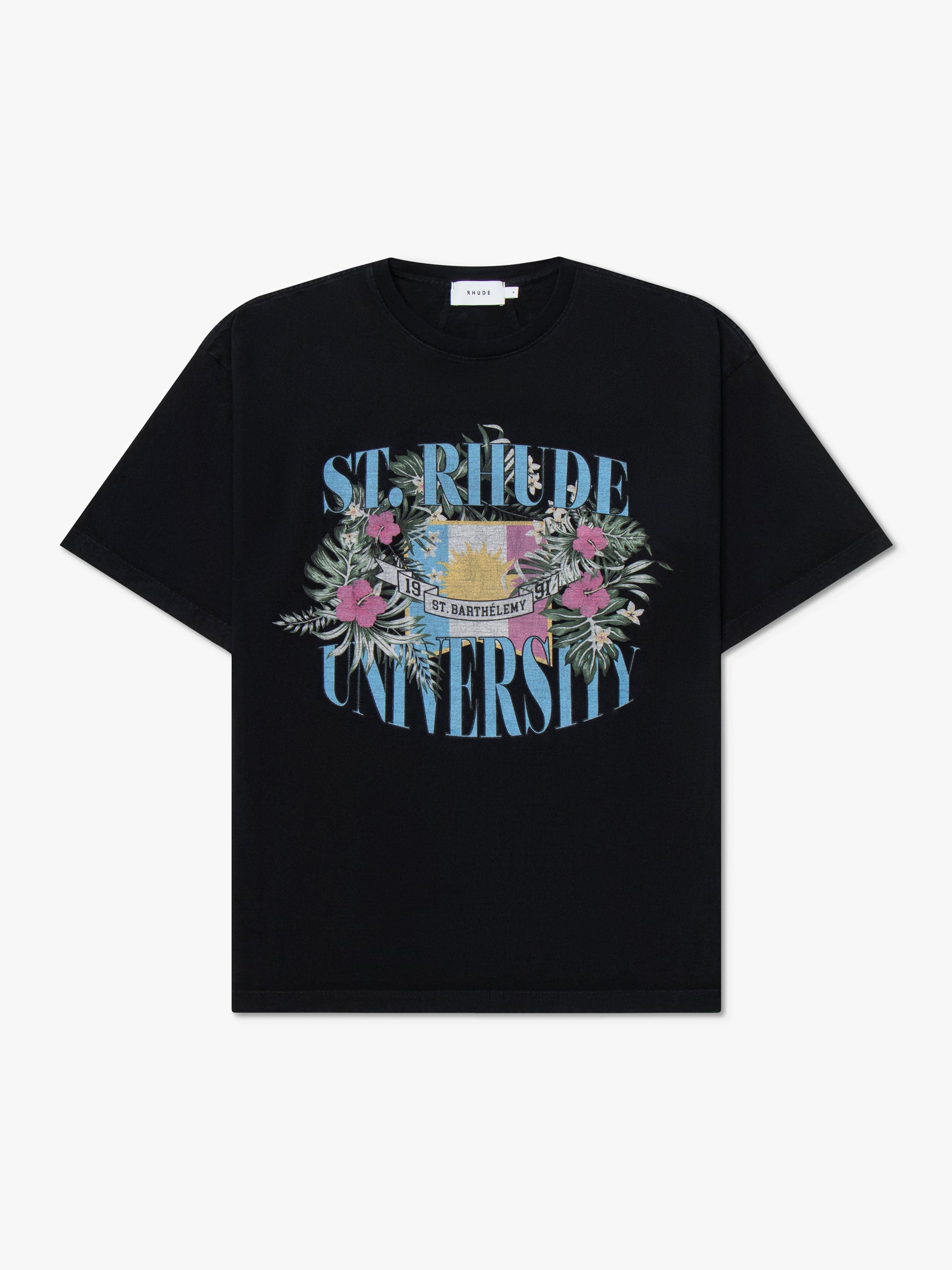 ST. RHUDE UNIVERSITY TEE - VTG BLACK