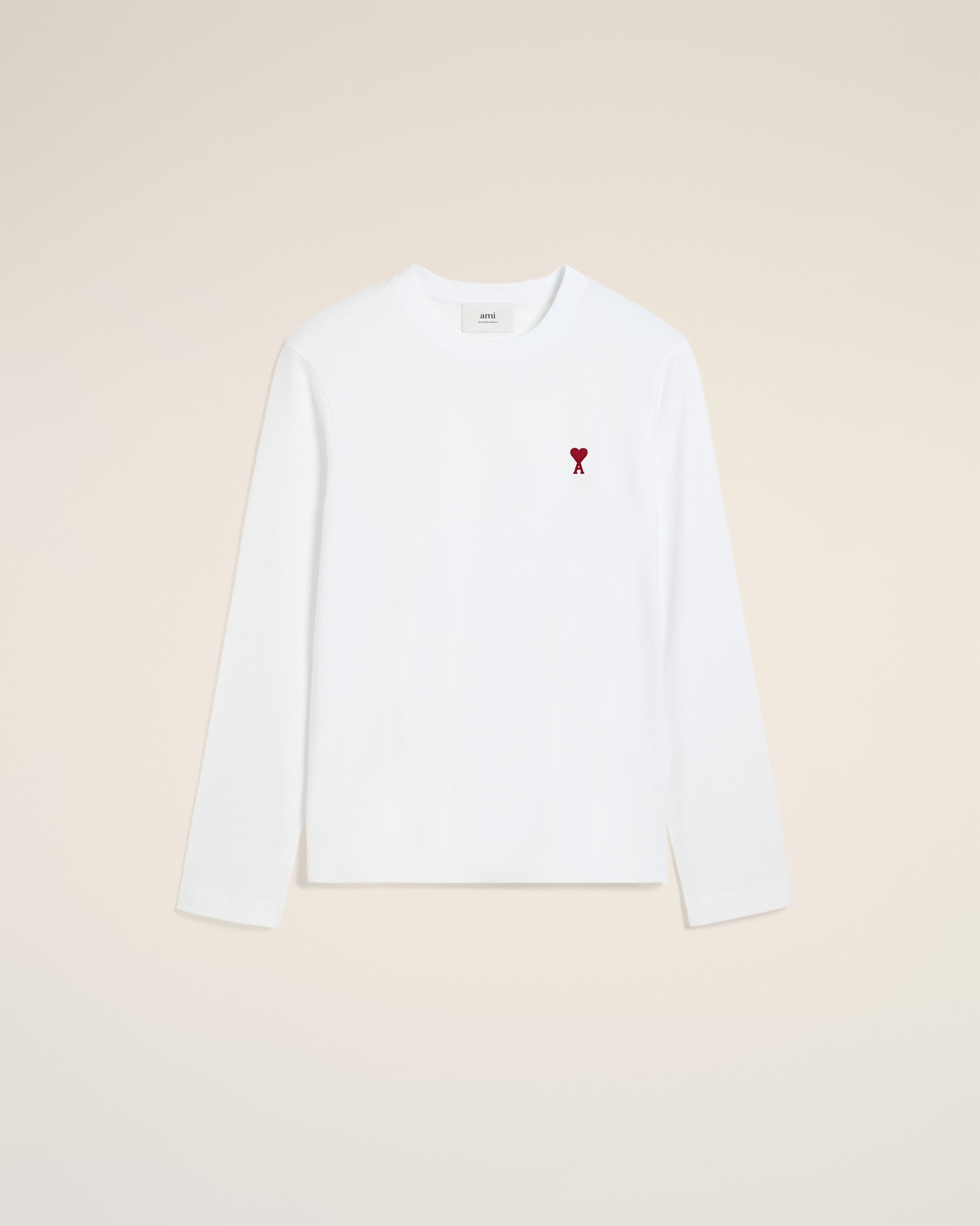 WHITE COTTON AMI DE COEUR LONG SLEEVES T-SHIRT WHITE