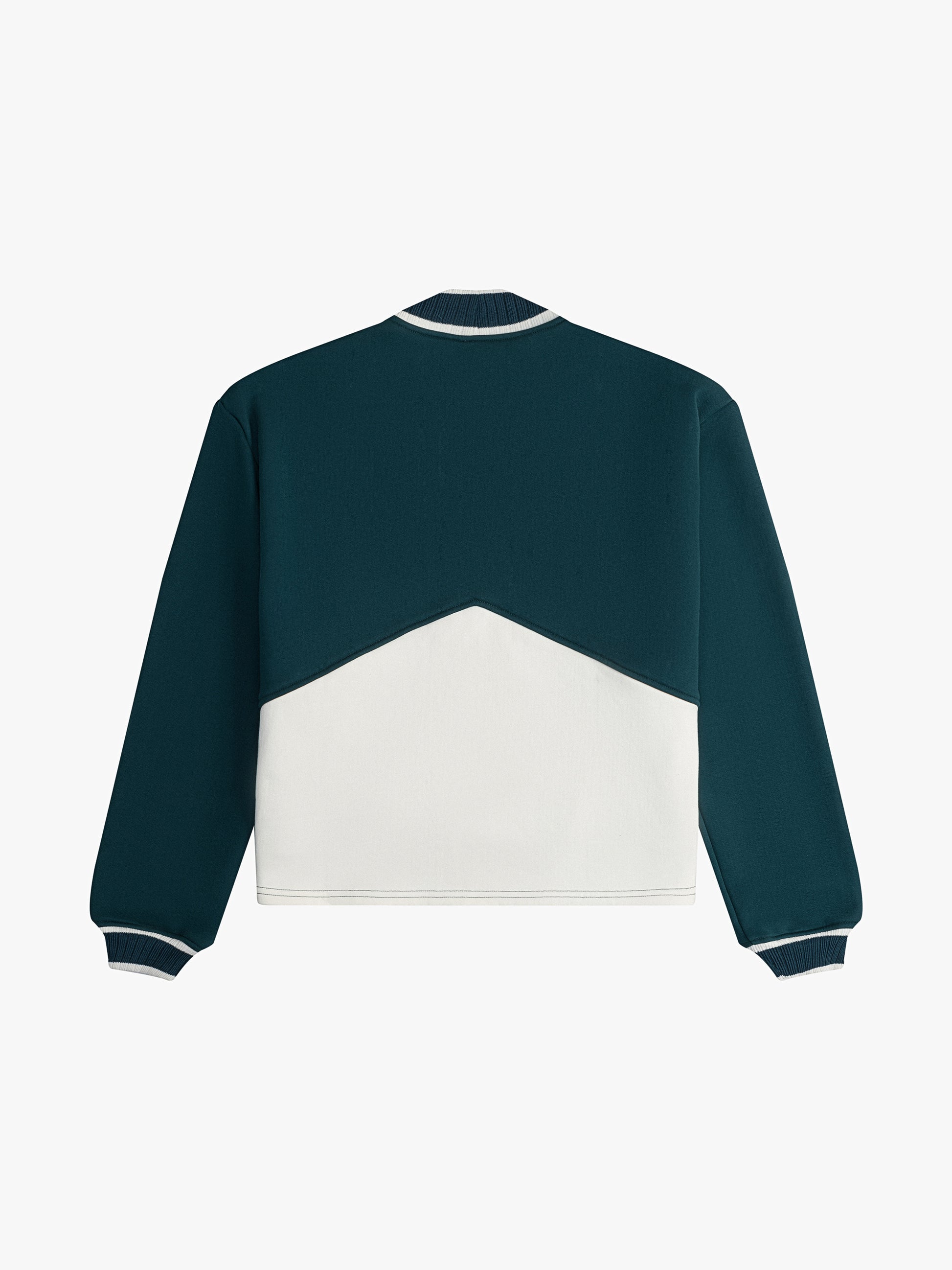 R-PATCH TERRY CARDIGAN - TEAL/CREAM