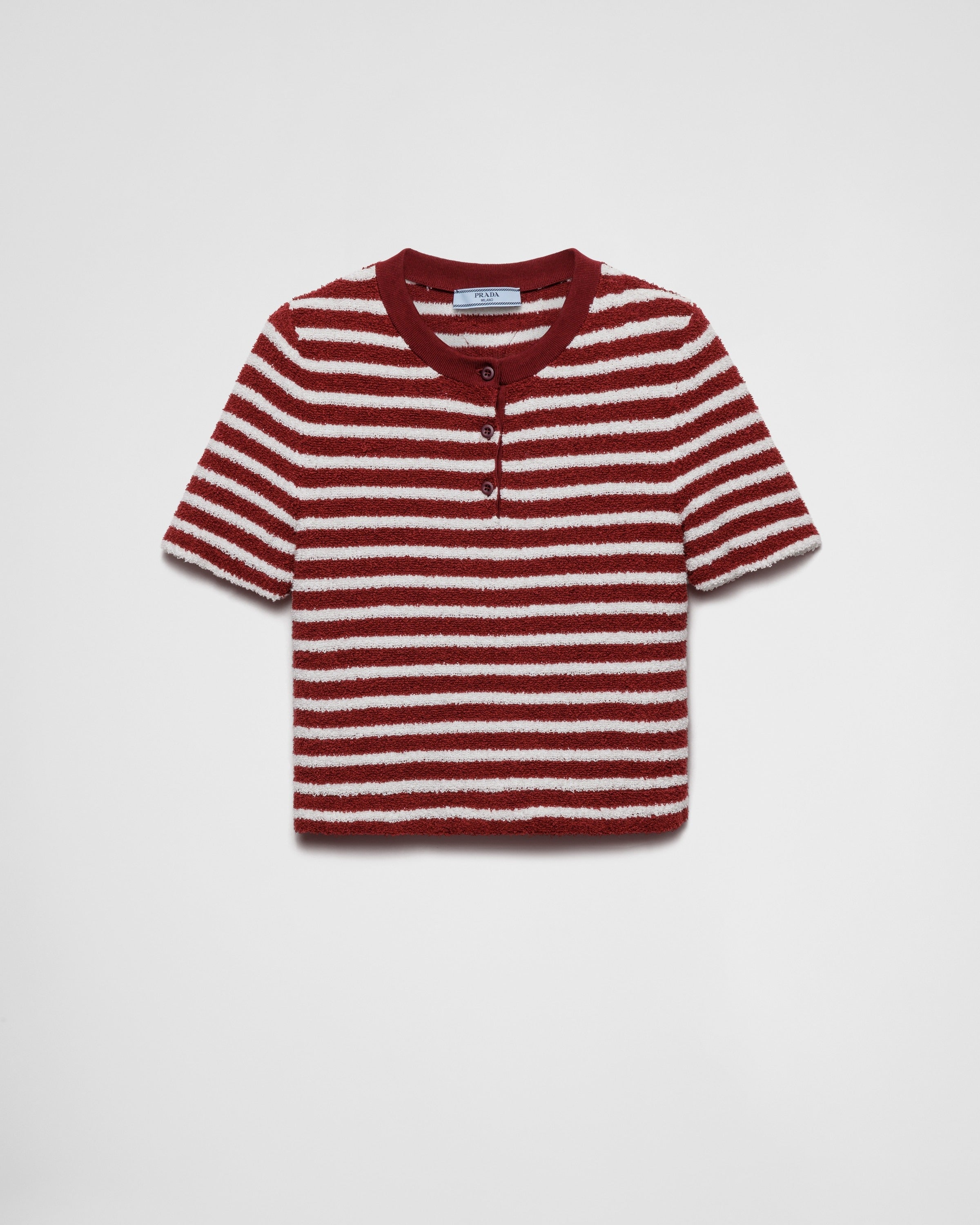 Cotton bouclé crew-neck sweater Amaranth/Natural