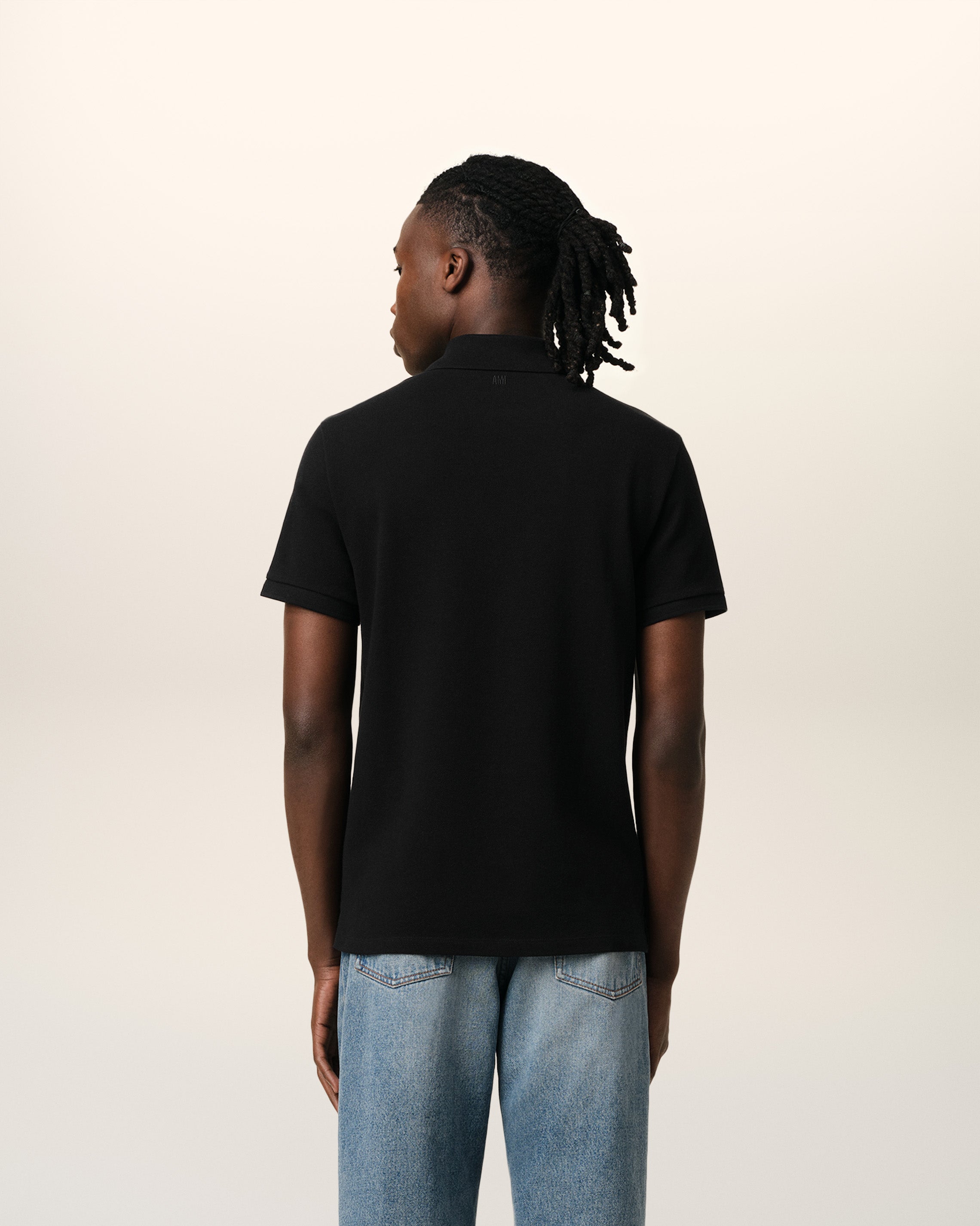 BLACK COTTON AMI DE COEUR POLO SHIRT BLACK