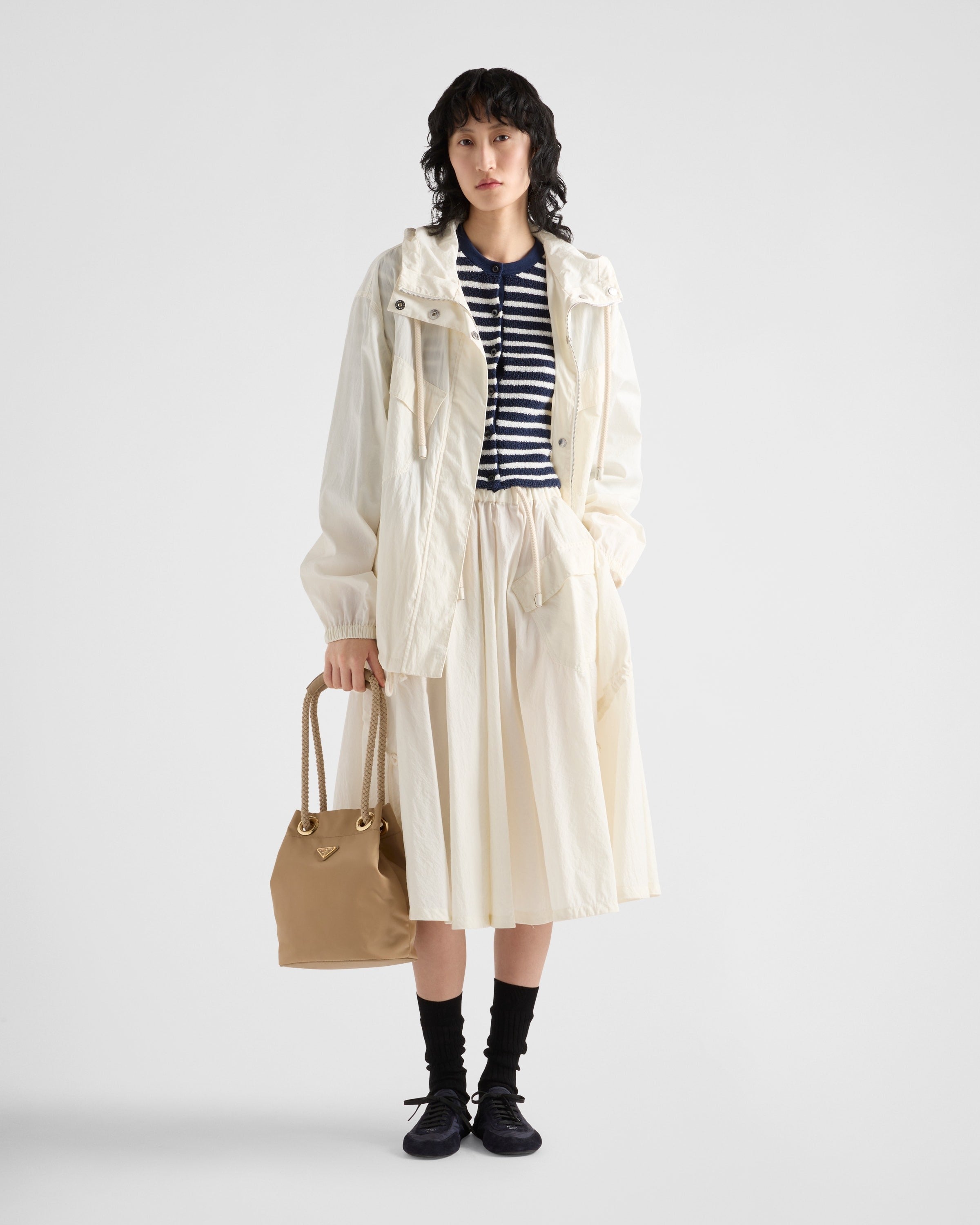 Cotton bouclé cardigan Navy Blue/Natural