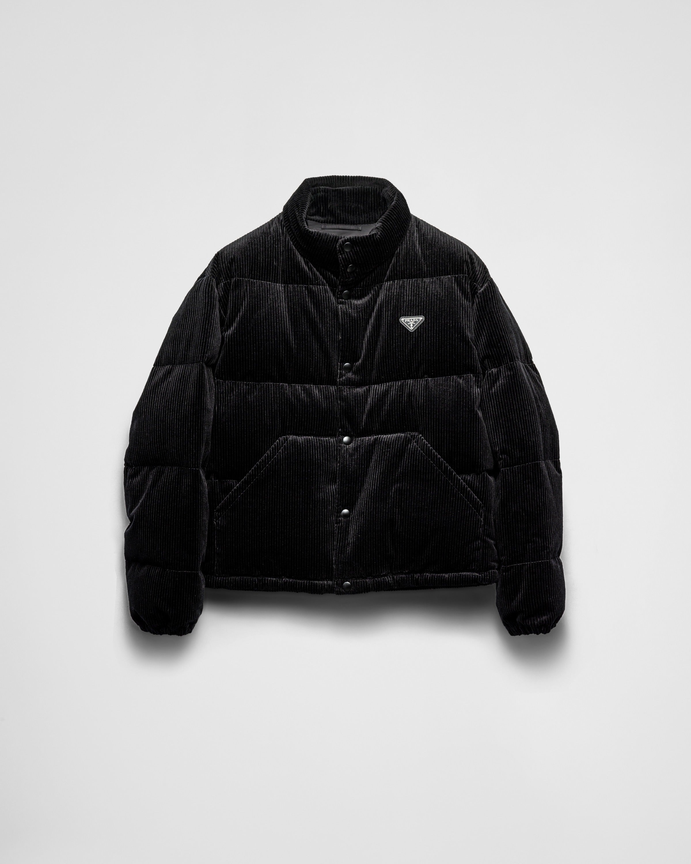 Cropped corduroy down jacket Black