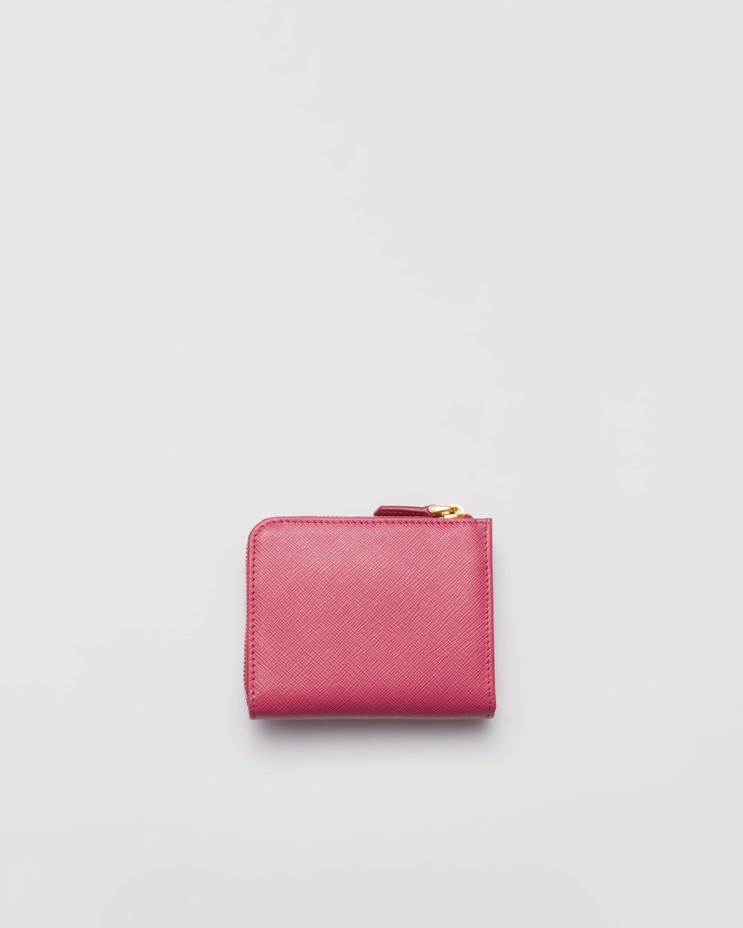 Small Saffiano leather zipper wallet Bruyere Pink
