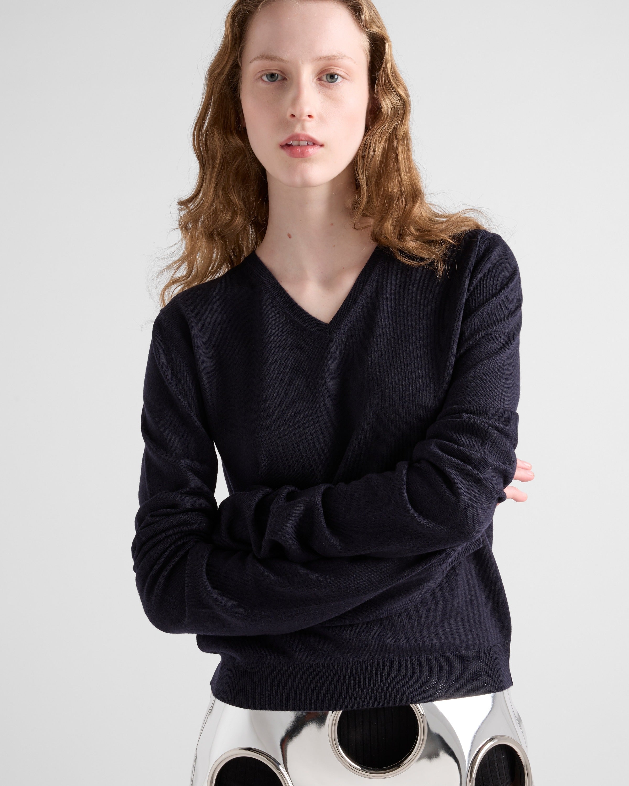 Wool V-neck sweater Navy