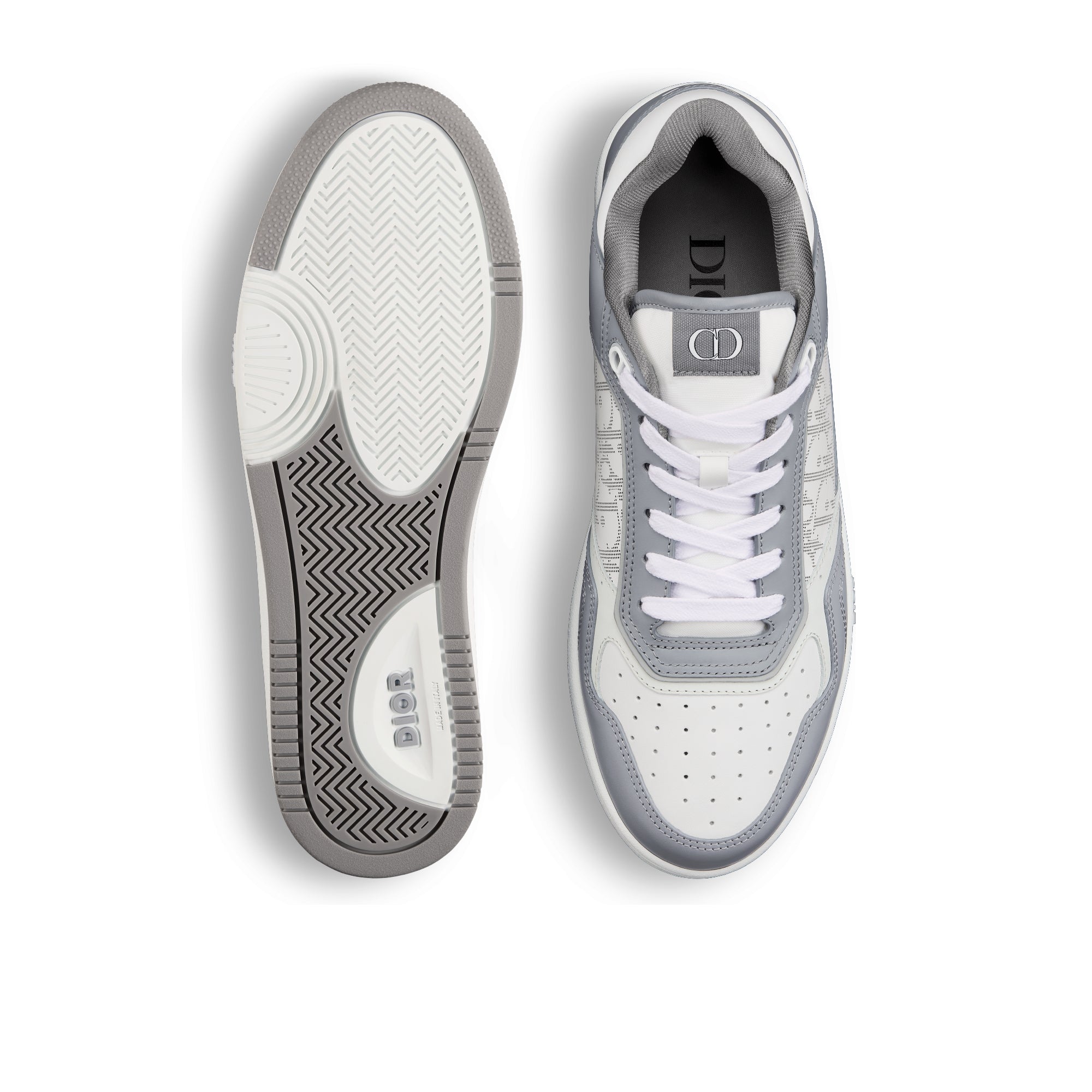 B27 Low-Top Sneaker - Dior Gray Smooth Calfskin and White Dior Oblique Galaxy Leather