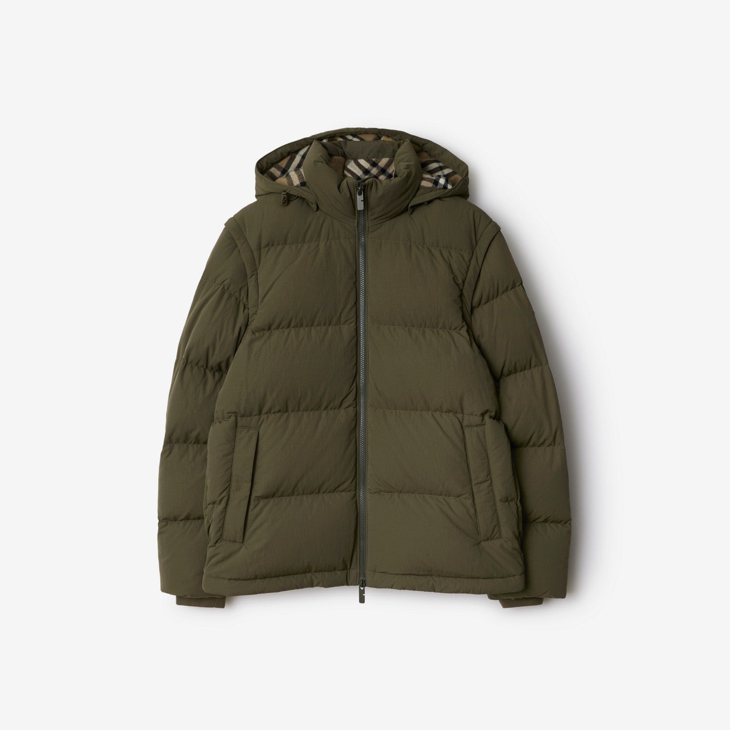 Detachable Sleeve Nylon Puffer Jacket - Loch/linden