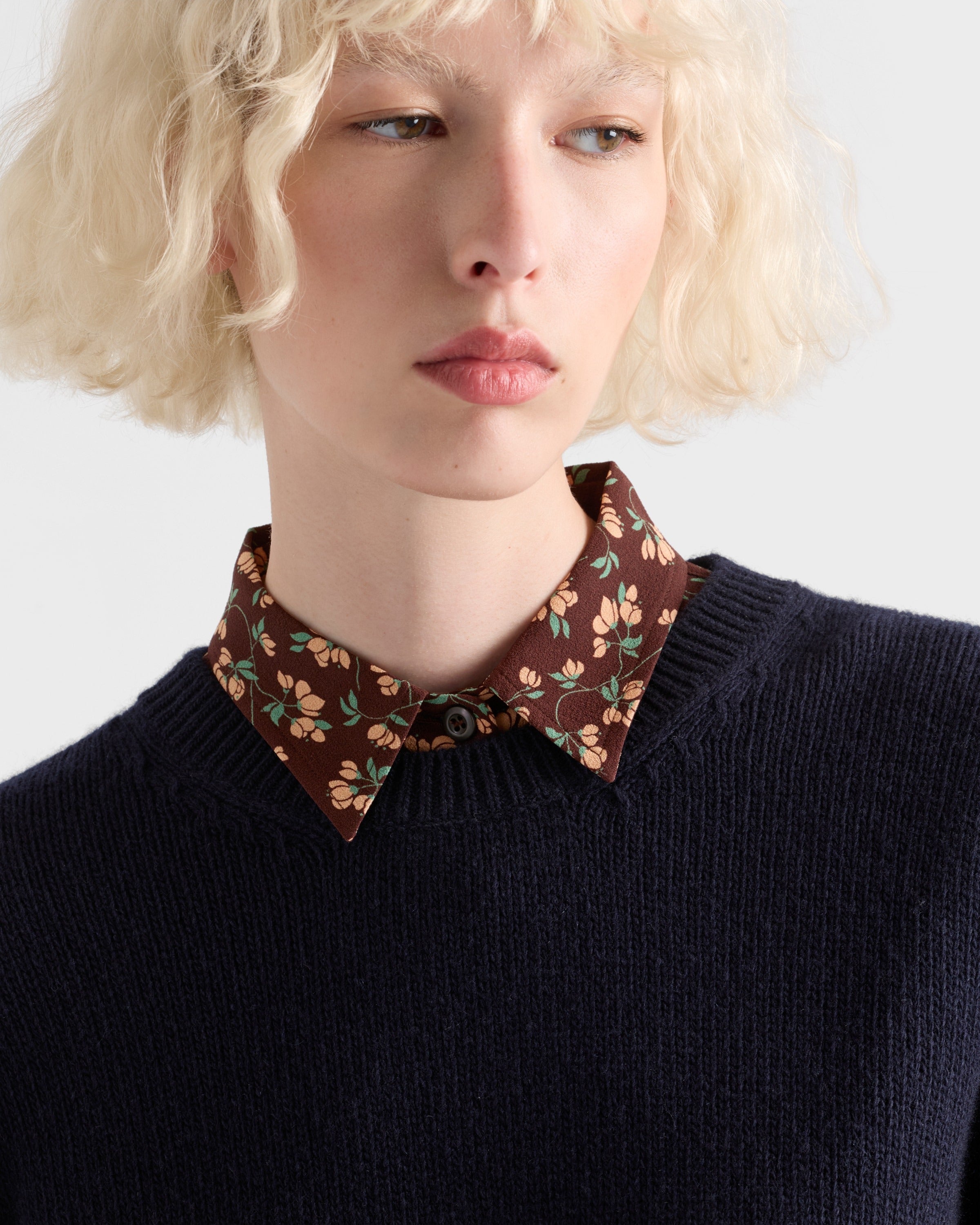 Wool and cashmere crew-neck sweater Navy