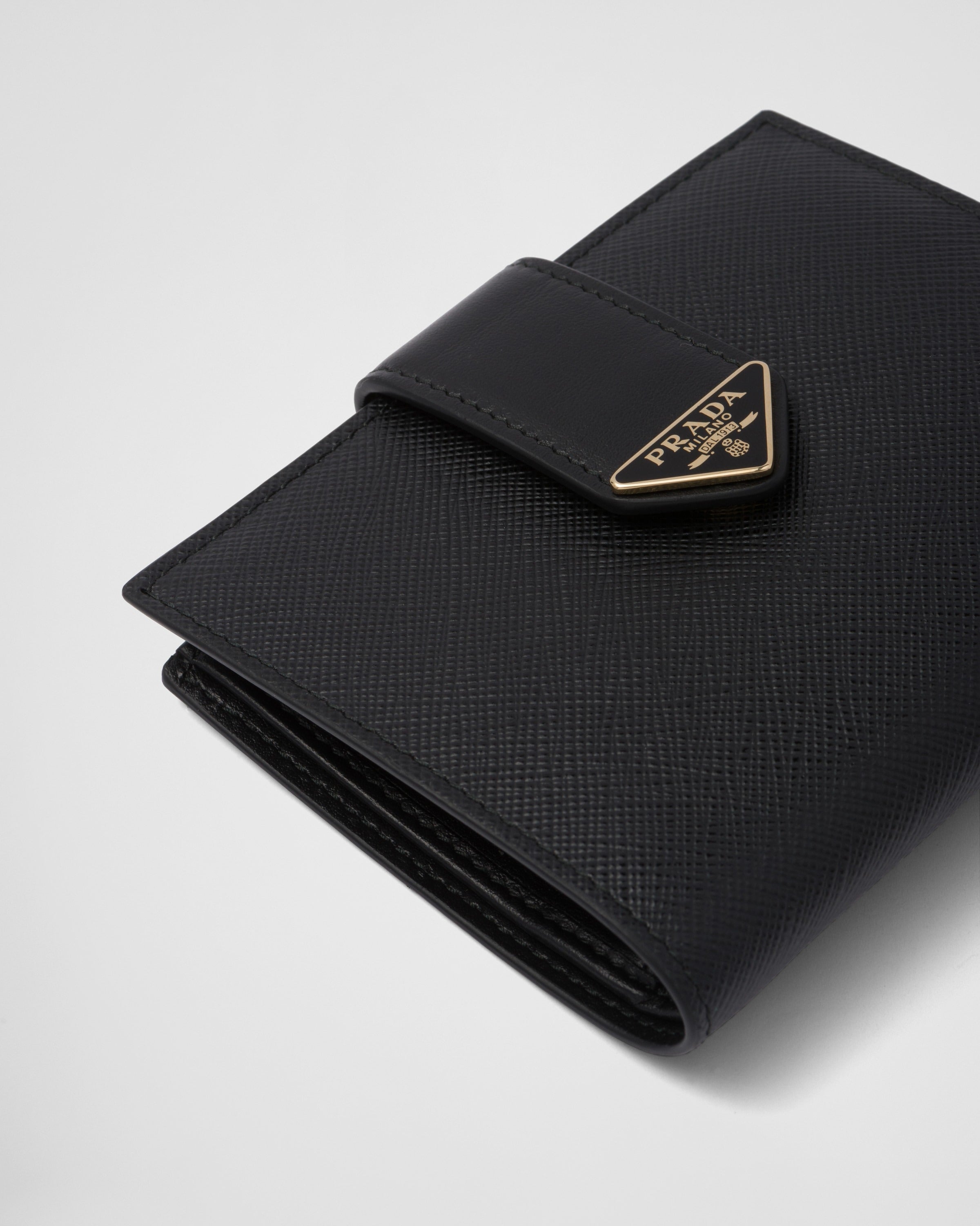 Small Saffiano and smooth leather wallet Black