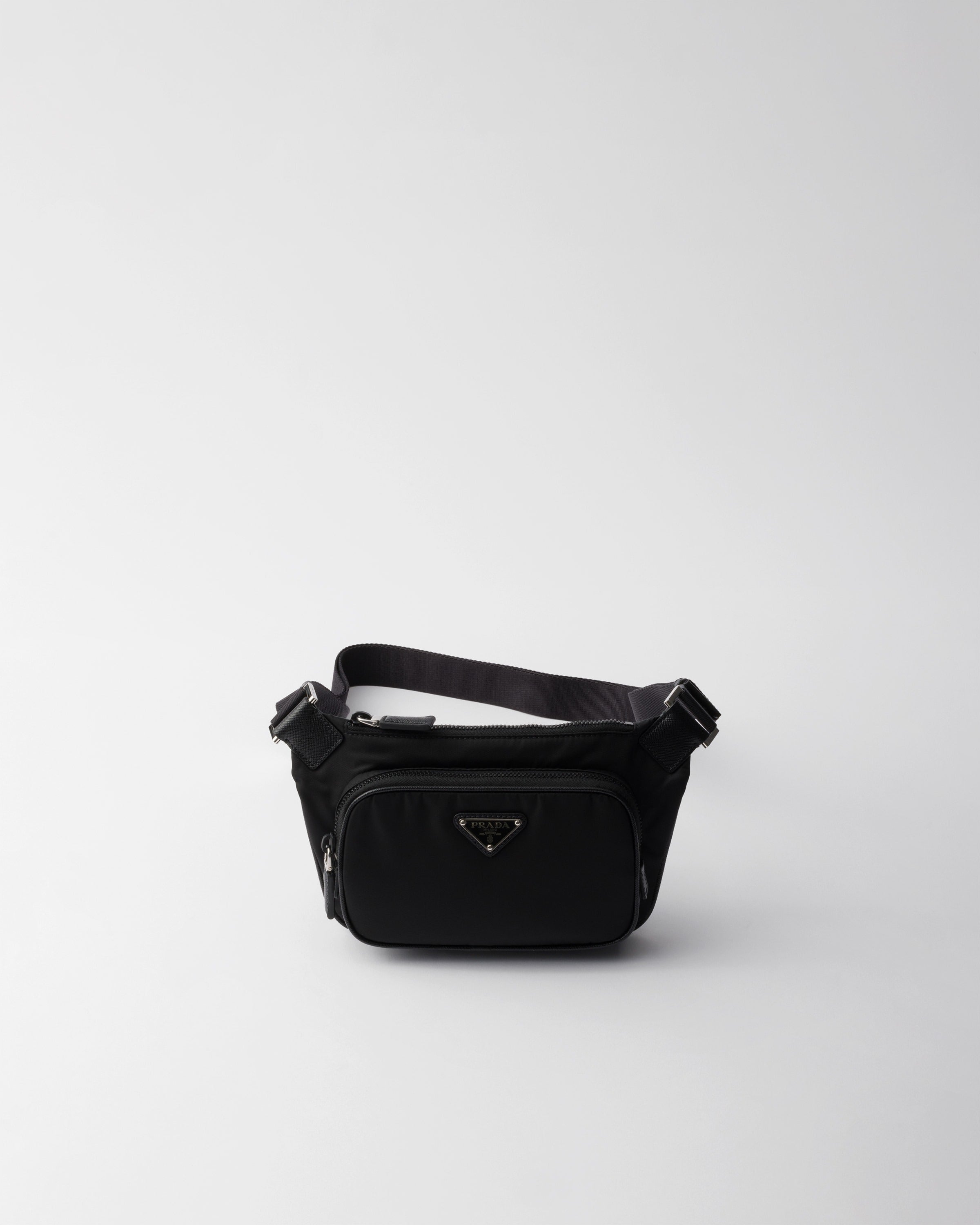 Re-Nylon and Saffiano leather shoulder bag Black