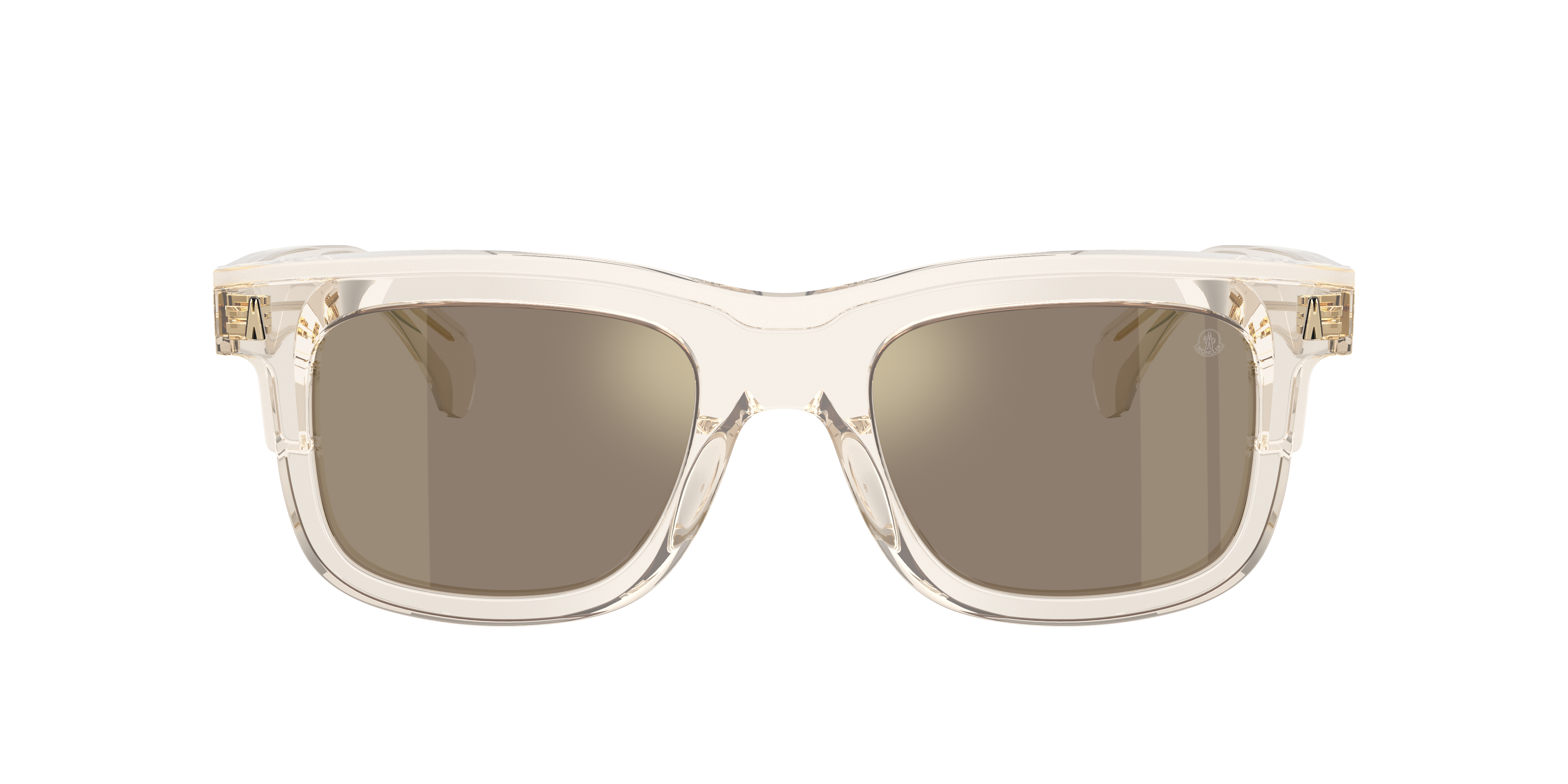 MONCLER ME6004 Claro Transparent Butter - Unisex Sunglasses, Light Brown Mirror Gold Lens