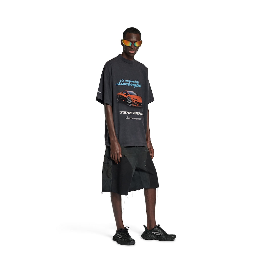 Men's Balenciaga I Automobili Lamborghini Oversized T-shirt in Black Faded