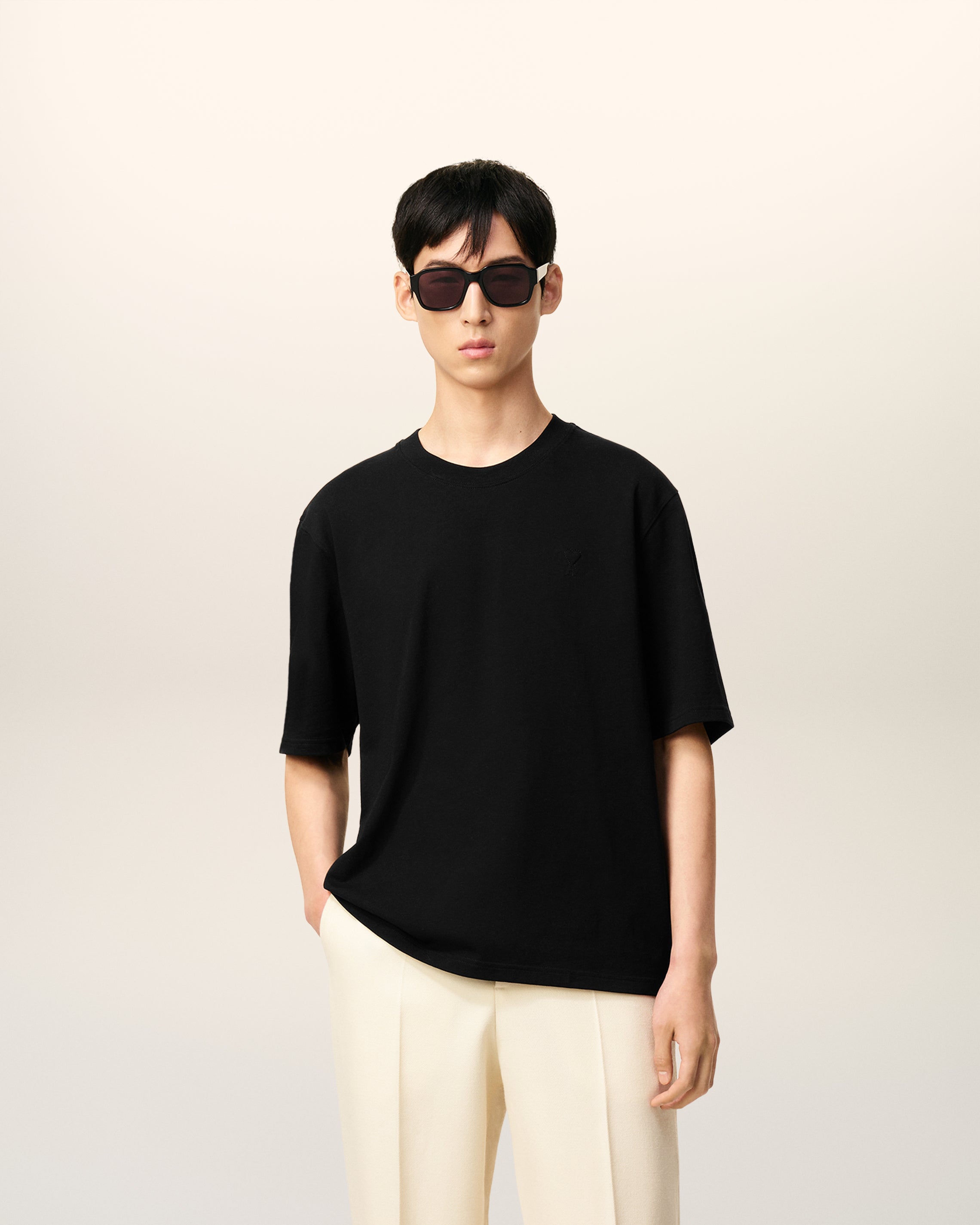 Black Cotton Ami De Coeur T-shirt BLACK