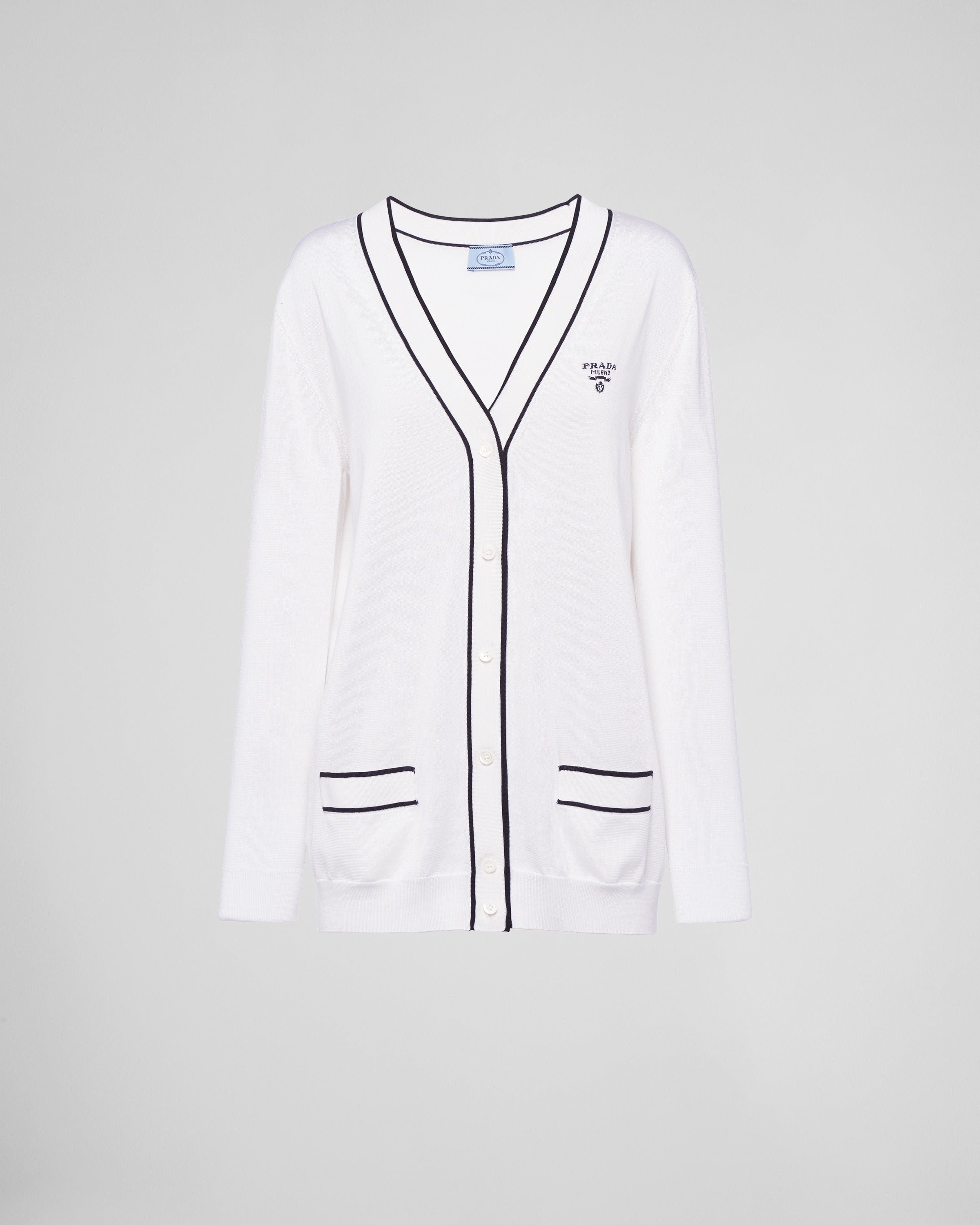 Silk cardigan White/Black