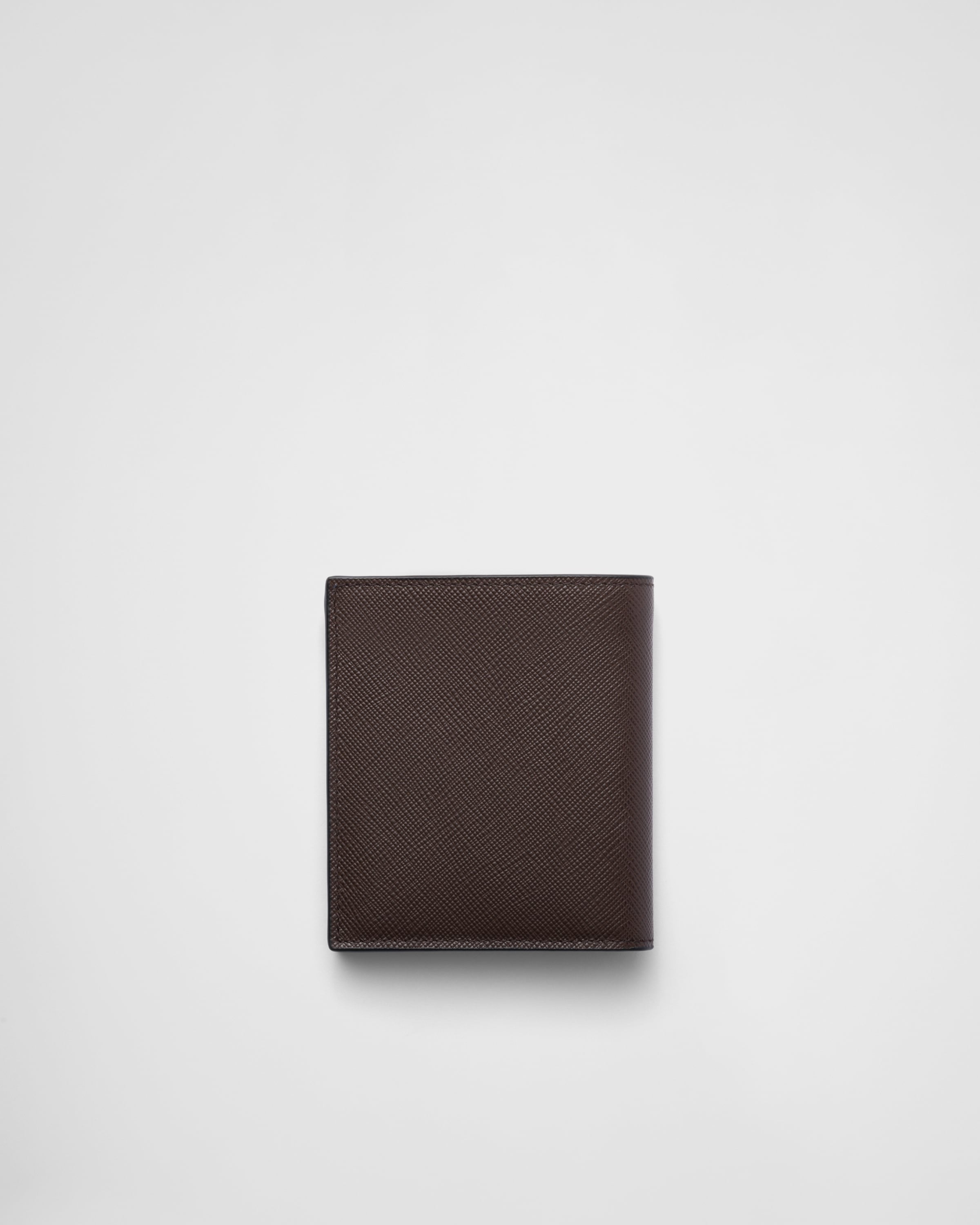Saffiano leather wallet Coffee/Baltic Blue