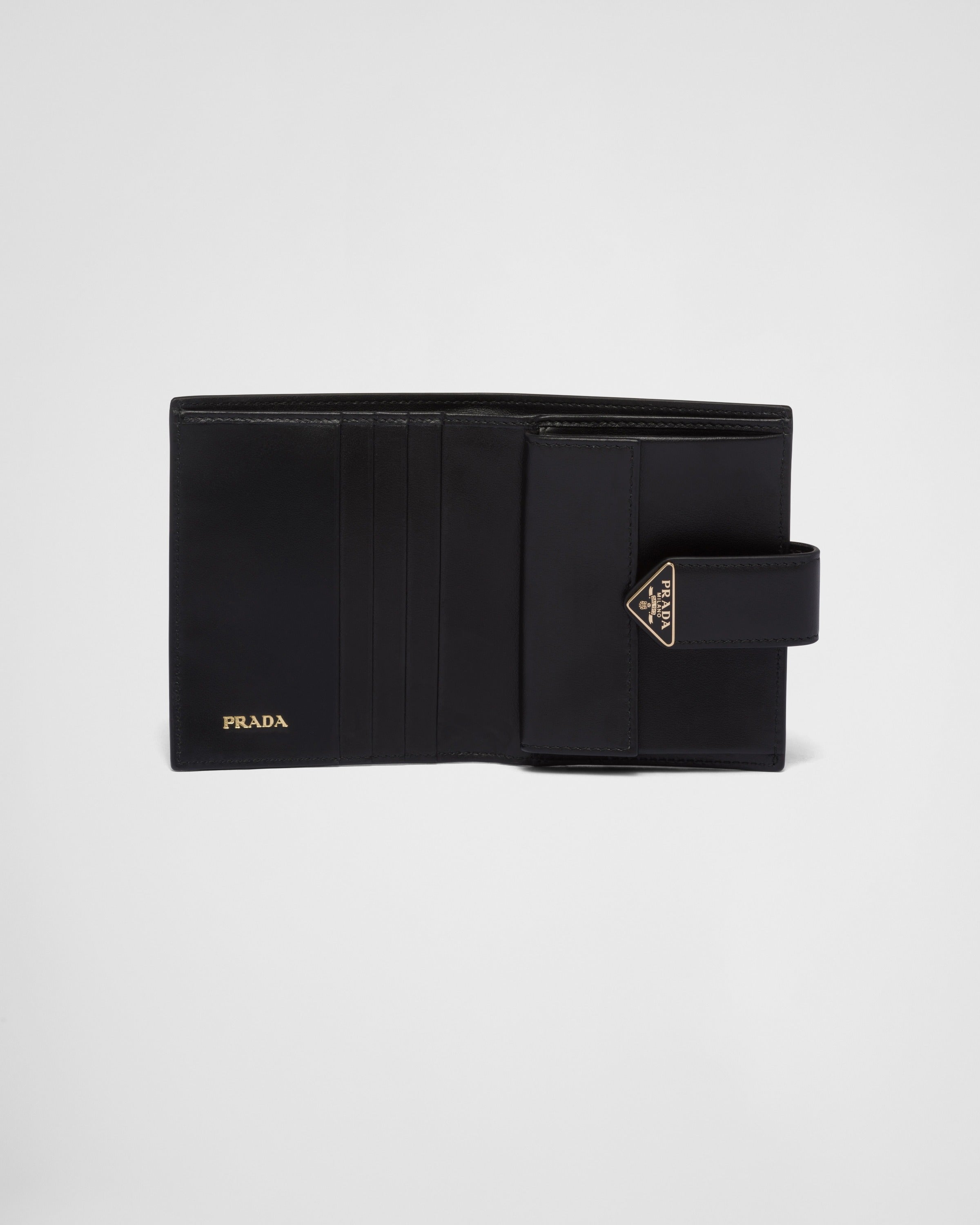 Small Saffiano and smooth leather wallet Black