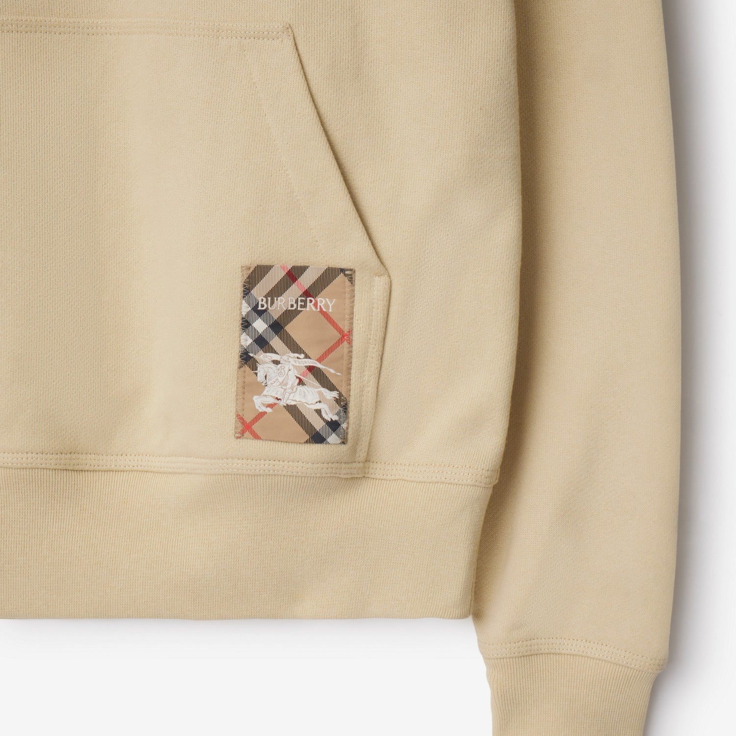 Check Label Cotton Hoodie - Nutmeg