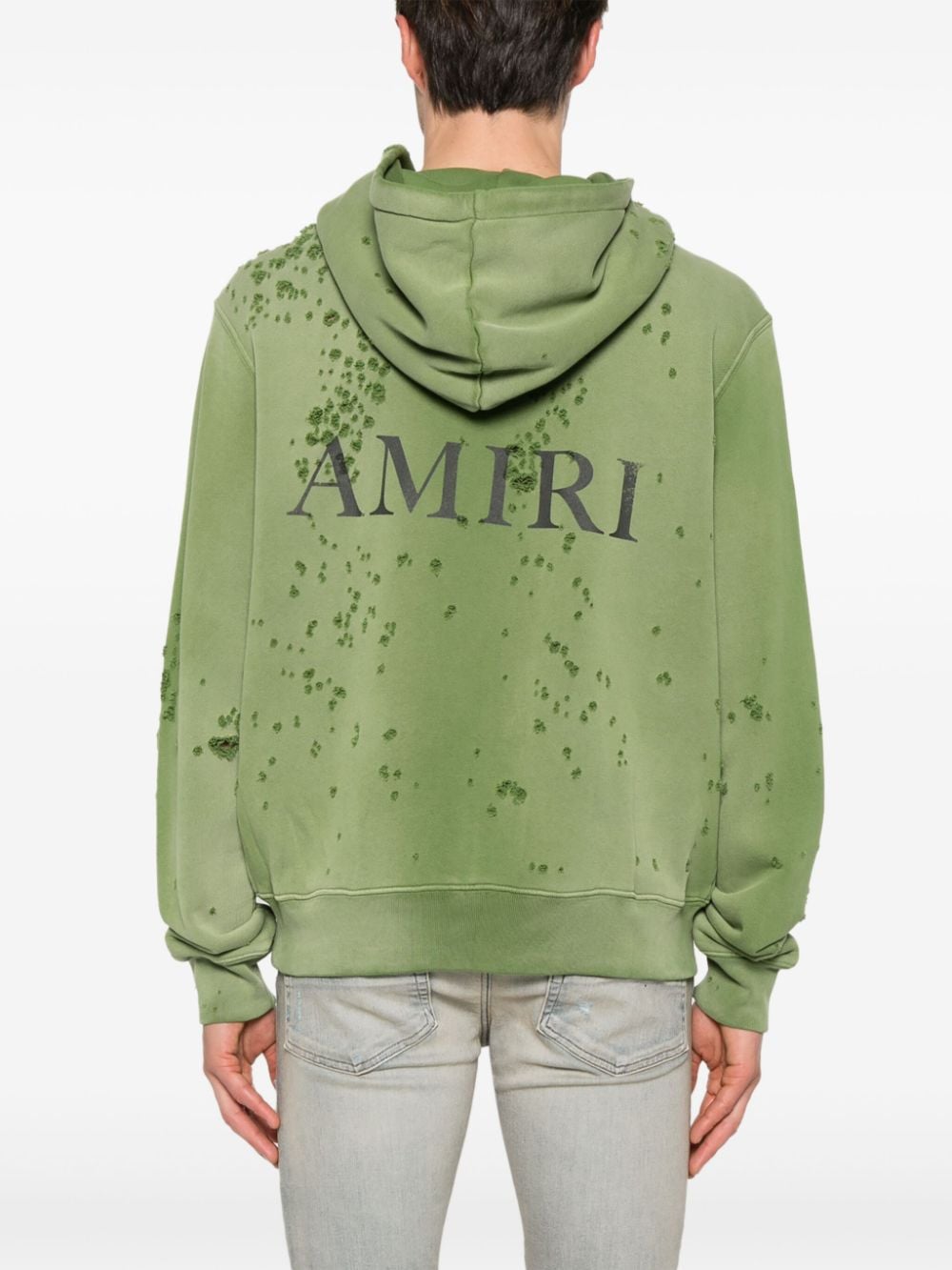 Logo-print distressed hoodie