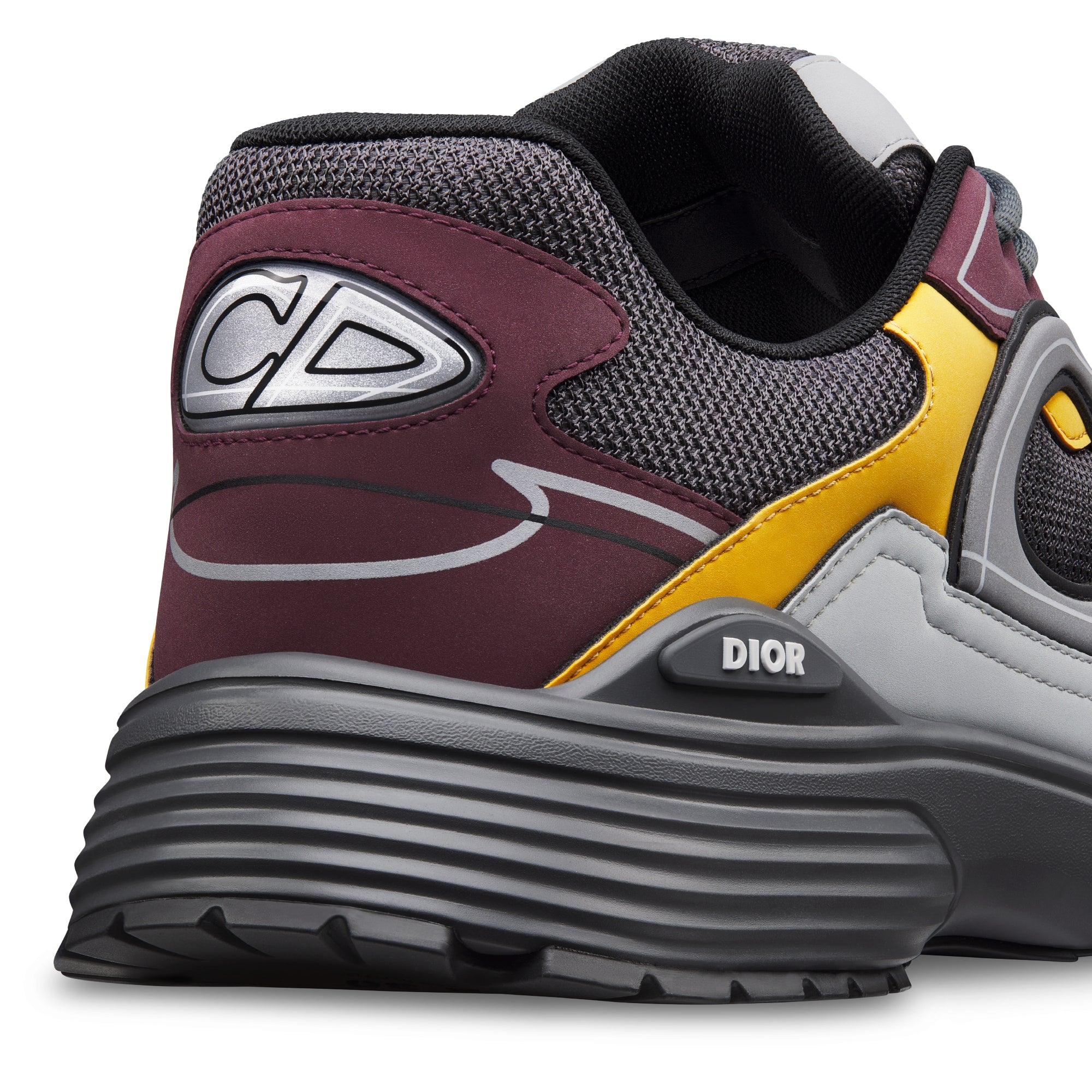 B30 Sneaker - Deep Gray Mesh with Burgundy, Yellow and Gray Technical Fabric